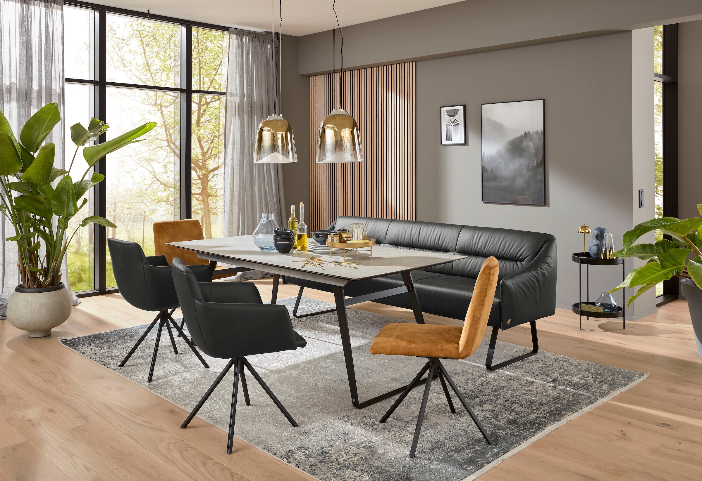 Musterring Essbank »JustB! SP500«, (1 St.), Metallkufe schwarz, verschiedene Farben, Breite 220 oder 250 cm