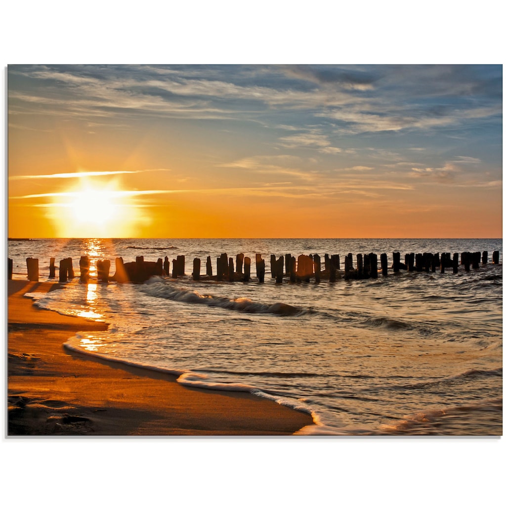 Artland Glasbild »Schöner Sonnenuntergang am Strand«, Strand, (1 St.)