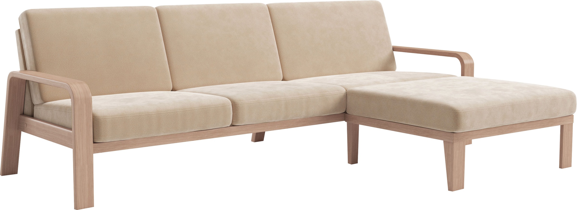sit&more Ecksofa »Kolding L-Form«, Armlehnen aus Buchenholz in natur, verschiedene Bezüge und Farben