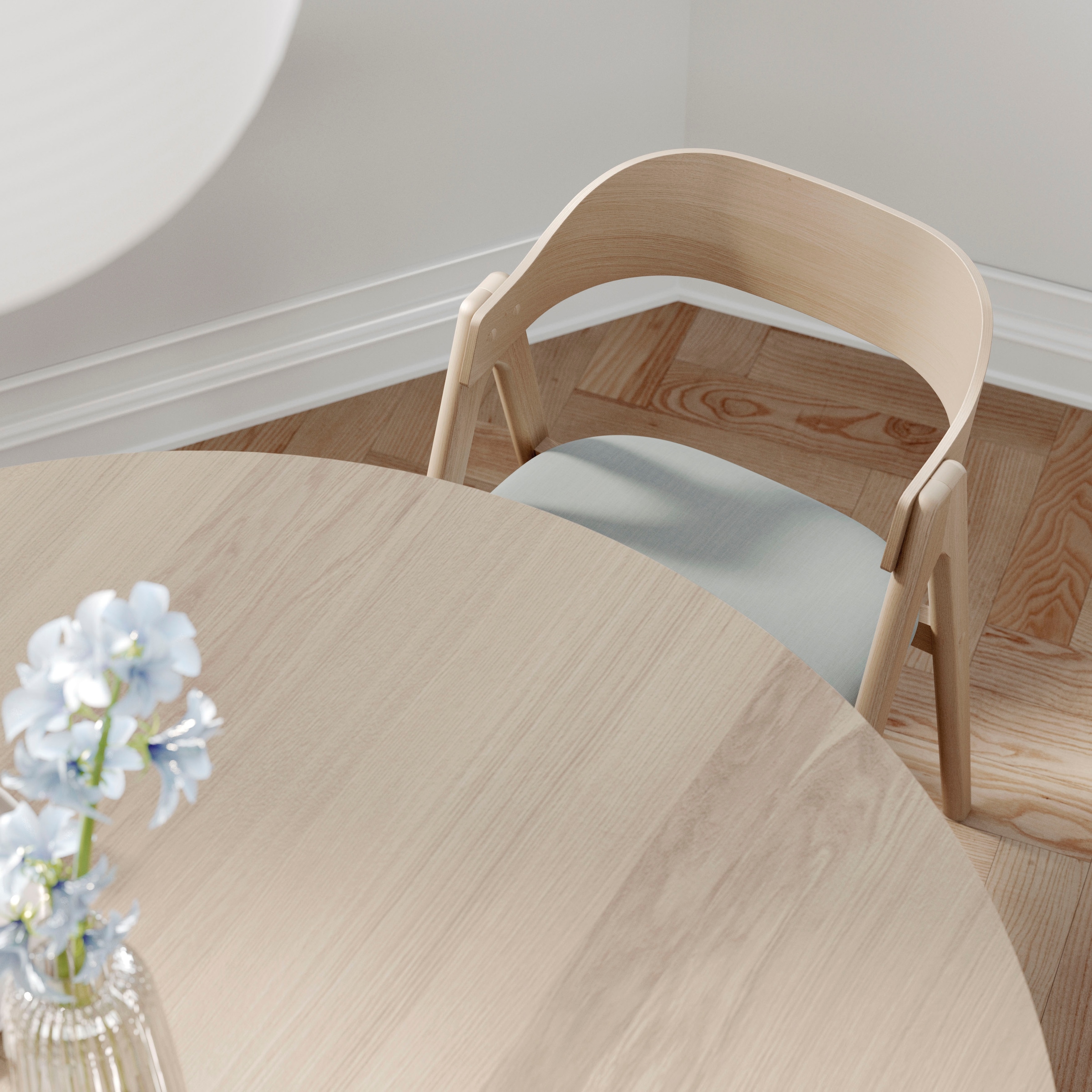 Hammel Furniture »Meza Designtisch mit Auszugsfunktion und 2 Einlegeplatten« Ø135(231) cm, runde Tischplatte aus MDF/Laminat, Massivholzgestell