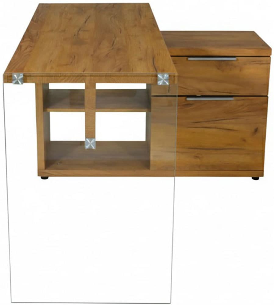 Jahnke Eckschreibtisch »LUX C 135 E« Eckschreibtisch,wechselseitig montierbar,Glas,1 Schublade & 2 Fächer