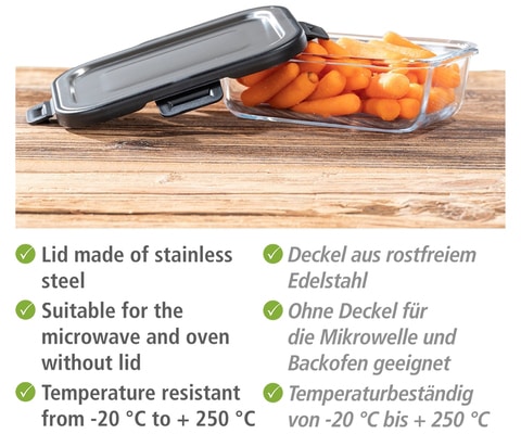 WENKO Frischhaltedose »Steel«, (Set, 2 tlg.), 0,6 L, Deckel aus rostfreiem Edelstahl und Glas