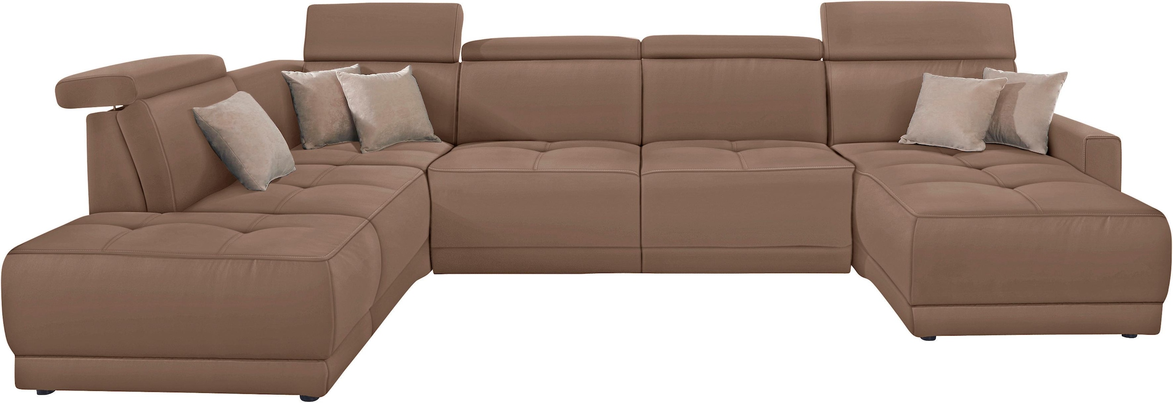 DOMO collection Wohnlandschaft »Ava moderne Sitzheftung mit toller Doppelnaht, komfortabel, U-Form«, mit Federkern, wahlweise mit Kopfteilverstellungen