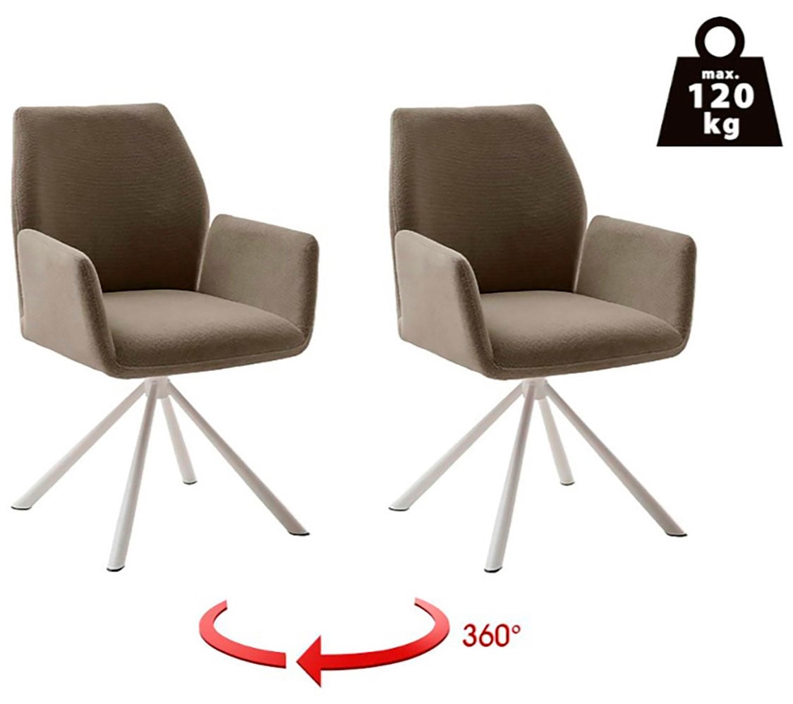 MCA furniture 4-Fußstuhl »BEVERLY«, (Set), 2 St., Chenilleoptik, Esszimmerstuhl,Chenilleoptik,360°drehbar,Sitzhöhe 49cm,belastbar 120kg