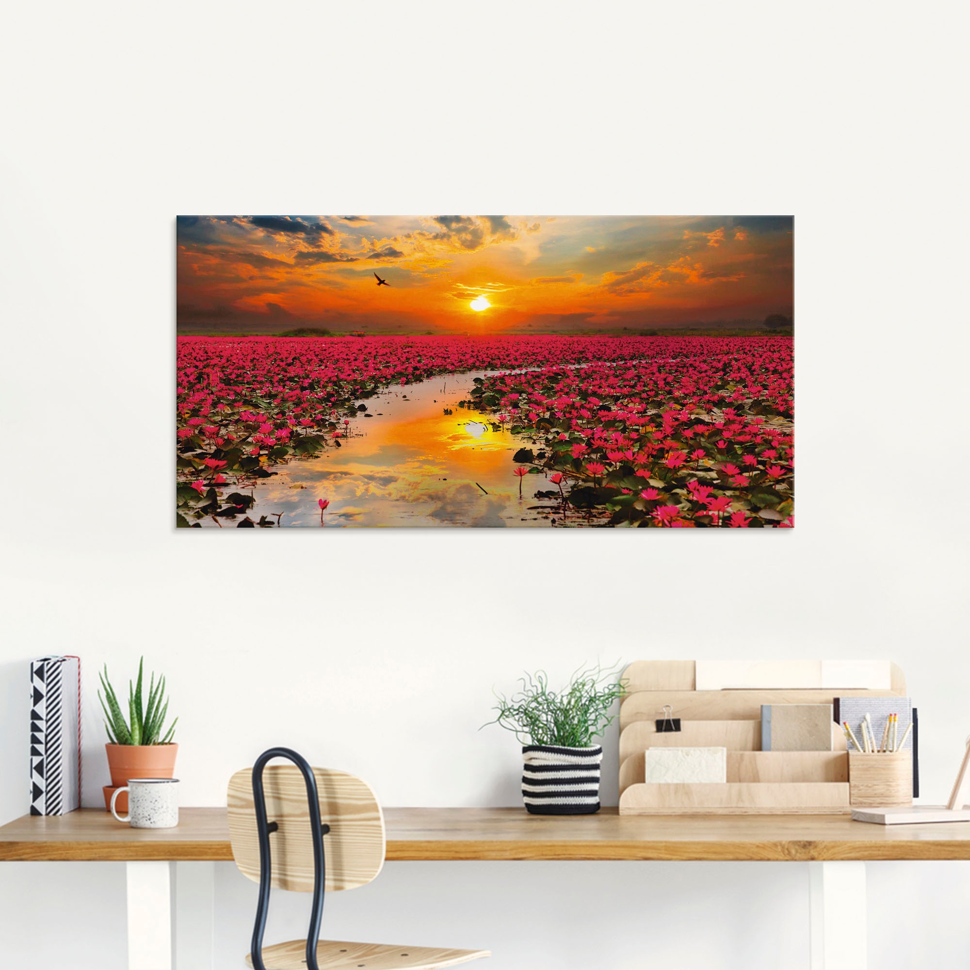 Artland Glasbild »Sonnenschein blühende Lotusblume«, Blumen, (1 St.), in verschiedenen Größen