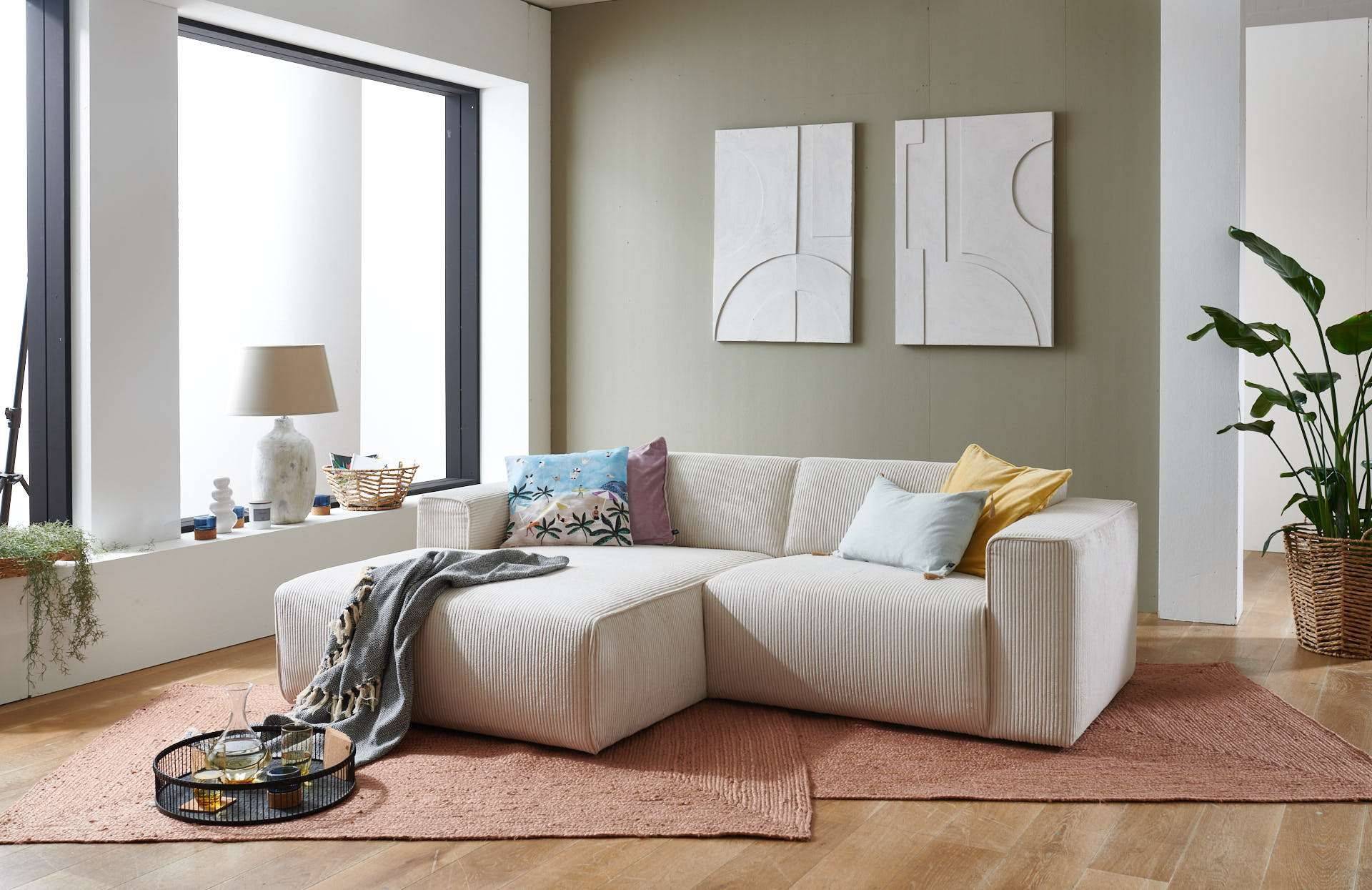 andas Ecksofa »Noord mit Kedernaht, Breite 234 cm, L-Form« Cord, Struktur, günstig online kaufen