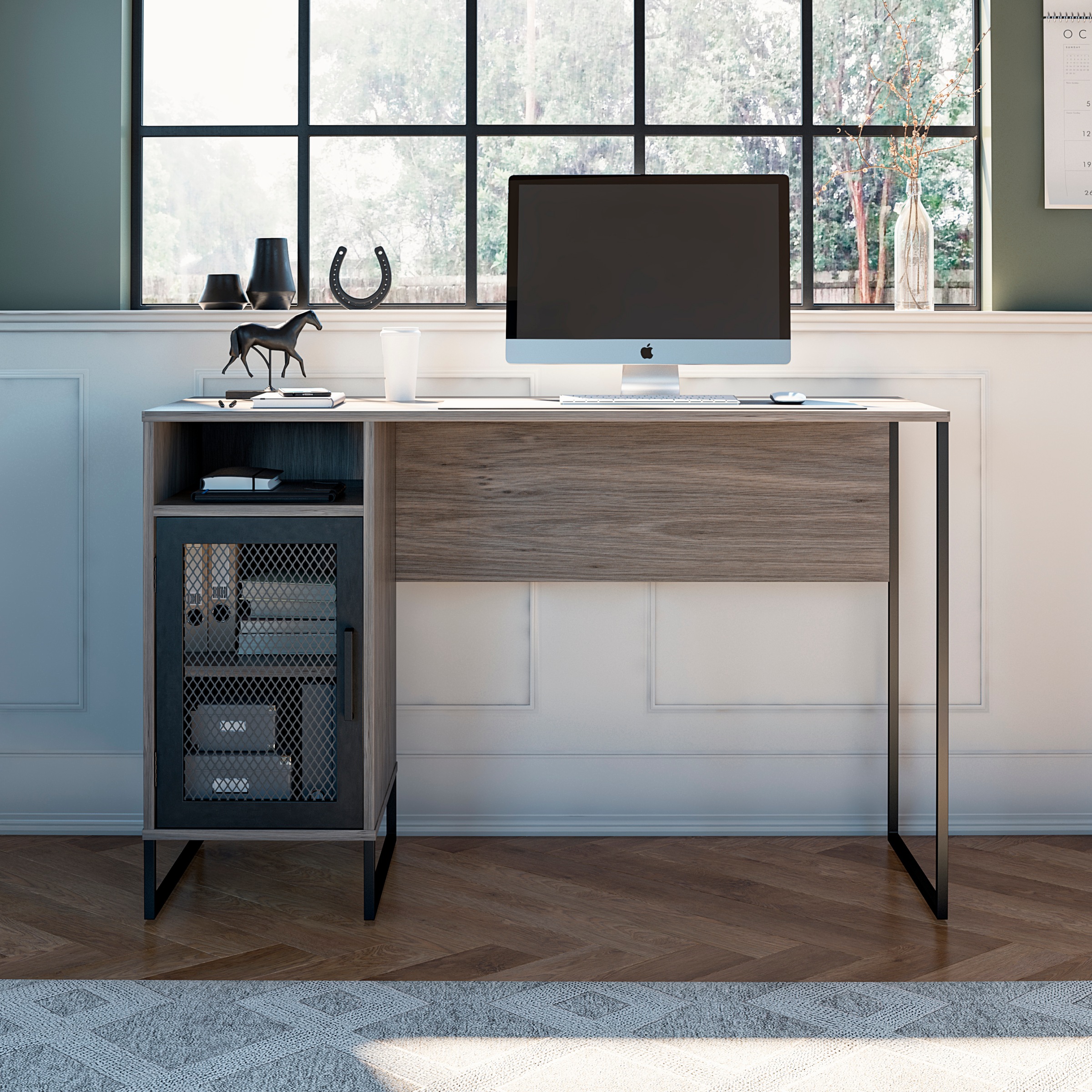 Dorel Home Schreibtisch »Purdue«, (1 St.), Tür mit Magnetverschluß, Gestell aus Metall, Höhe 76,5 cm