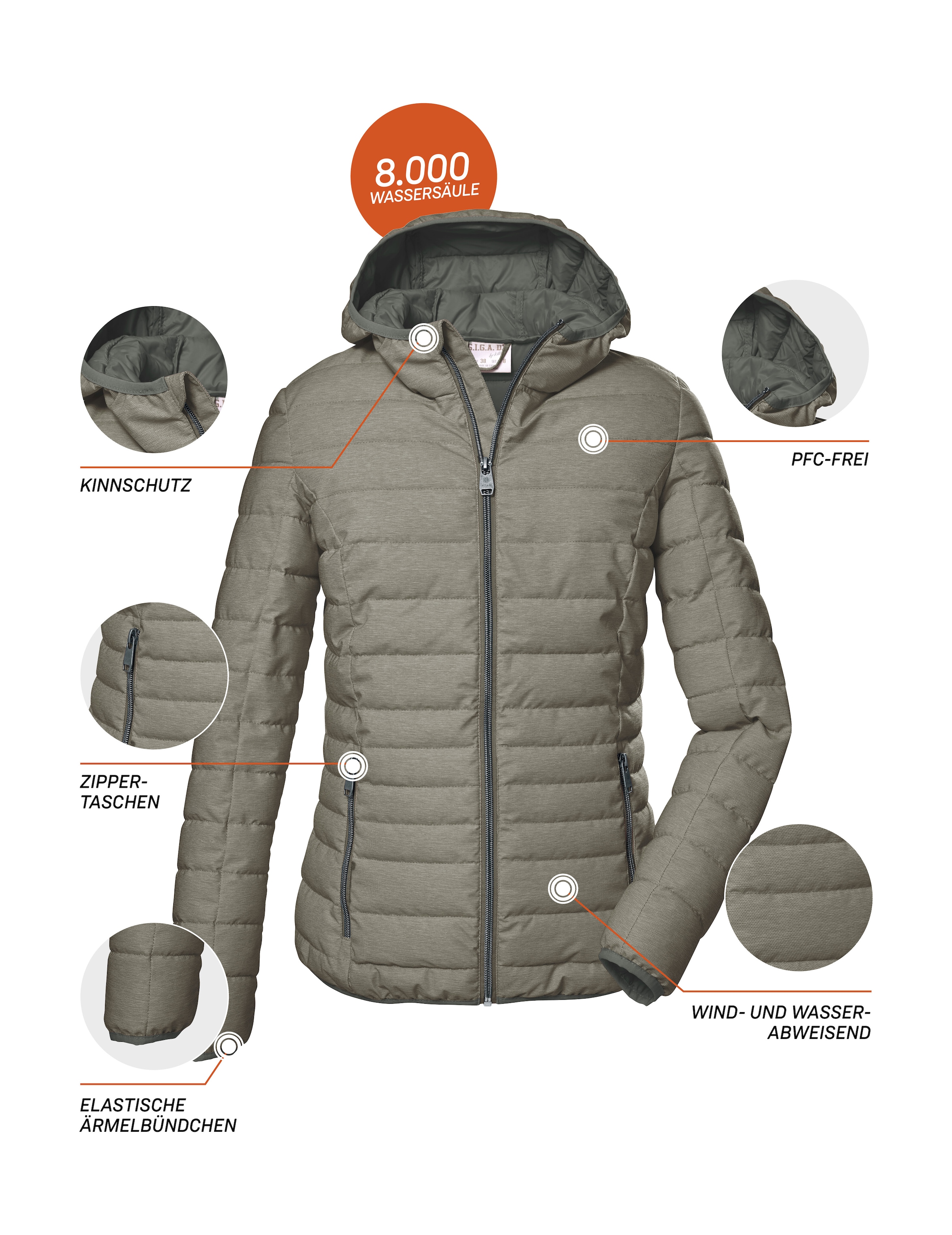 G.I.G.A. DX by killtec Steppjacke »GS 28 WMN QLTD JCKT«, Wasserabweisende, winddichte Damen Steppjacke, atmungsaktiv