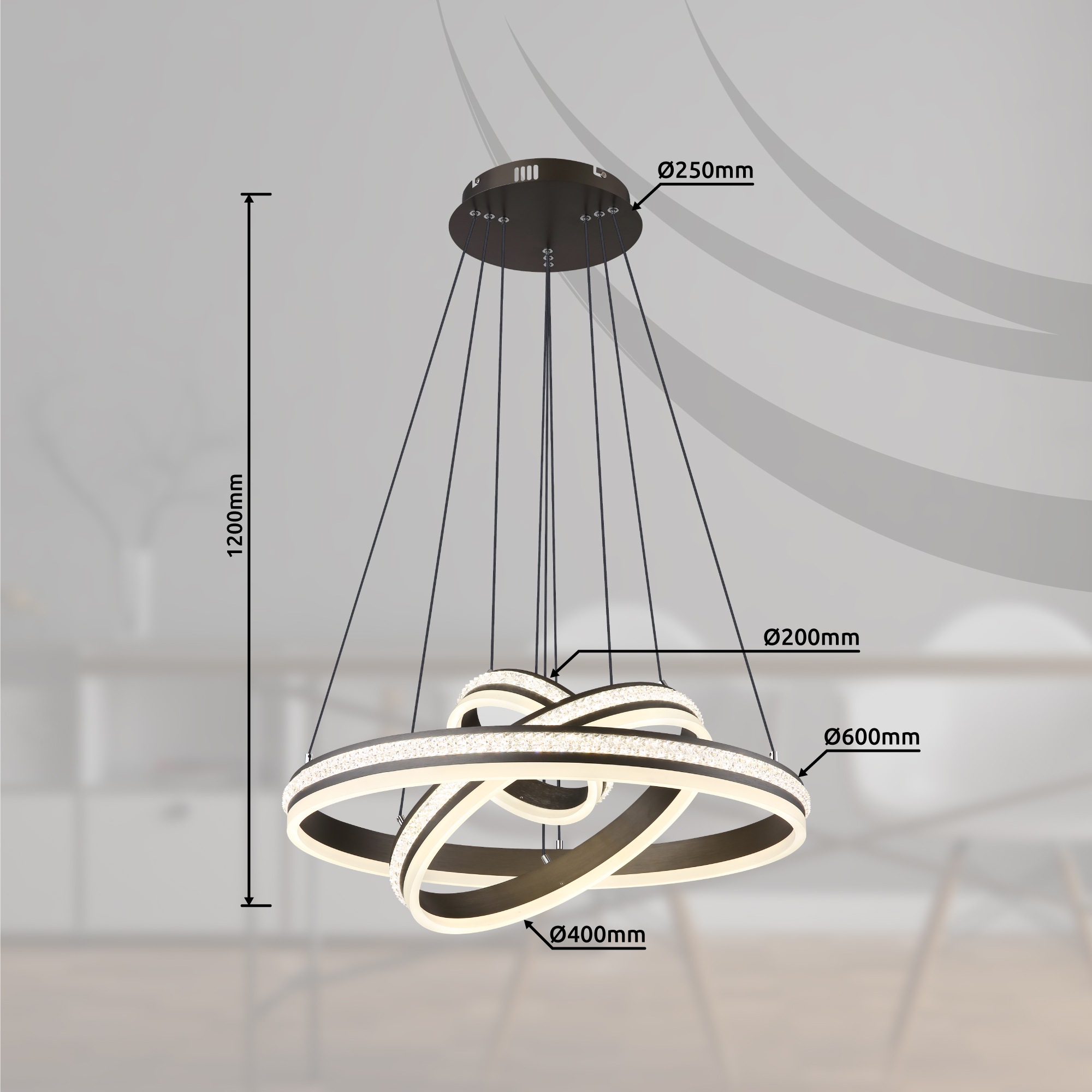 GLOBO LIGHTING LED Pendelleuchte »GROUNI«, Leuchtmittel LED-Modul | LED fest integriert, Hängelampe/Hängeleuchte/Wohnzimmer/Esstisch/elegant