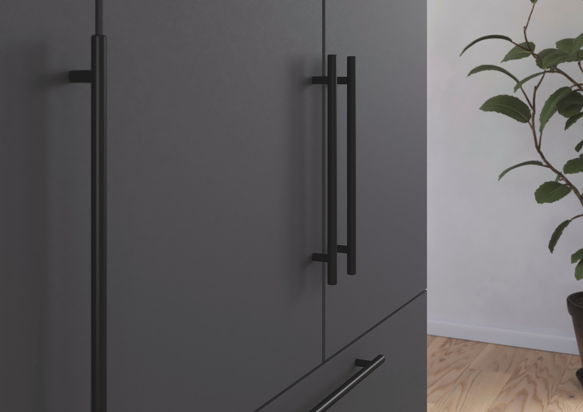 rauch Kleiderschrank »Drehtürenschrank Schrank Garderobe Wäscheschrank Schlafzimmer AVOLA«, (in 3 verschiedenen Ausstattungen BASIC/CLASSIC/PREMIUM), mit hochwertigen Stangengriffen aus Metall in Schwarz MADE IN GERMANY