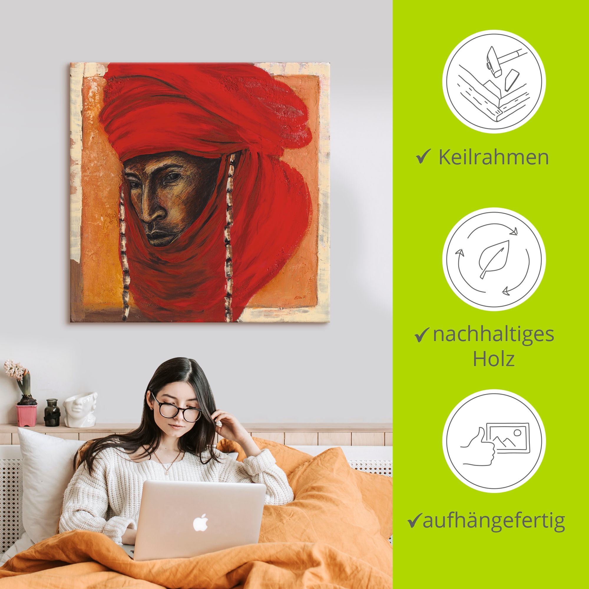 Artland Wandbild »Beduine«, Mann, (1 St.), als Leinwandbild, Poster in verschied. Größen