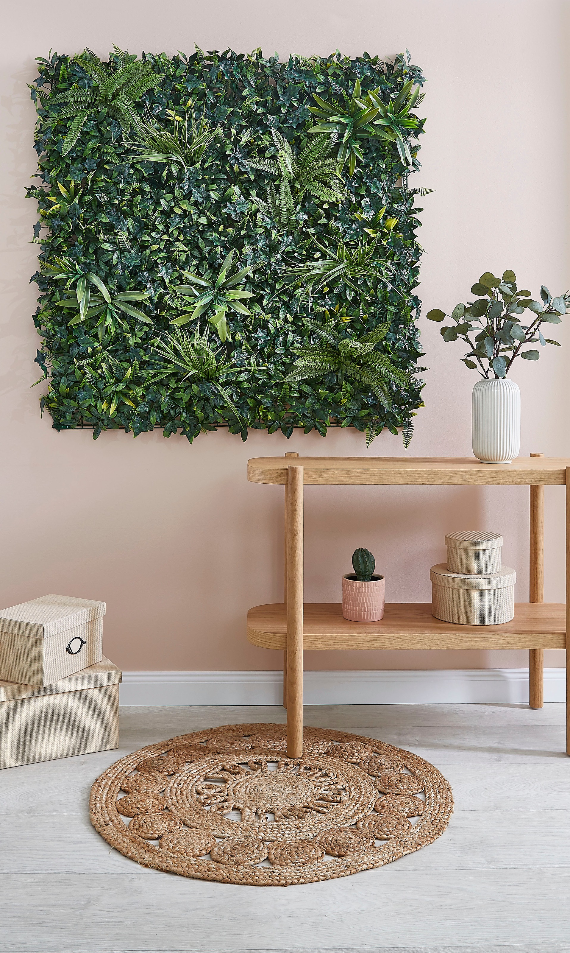 ANDIAMO Kunsthecken-Sichtschutz »Kunstpflanzen Idylle« natürliche Optik, auch ideal als Wanddeko; L/B/H: 100x100x30 cm grün