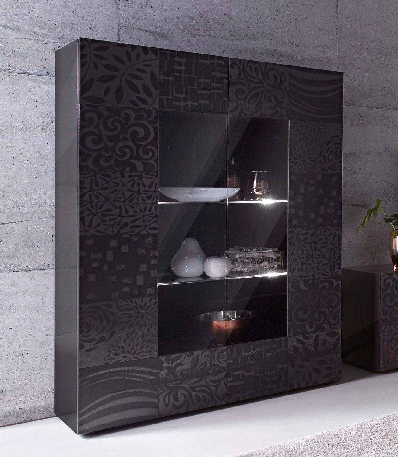 INOSIGN Vitrine »Miro«, Stauraumvitrine, Höhe 166 cm mit dekorativem Siebdruck