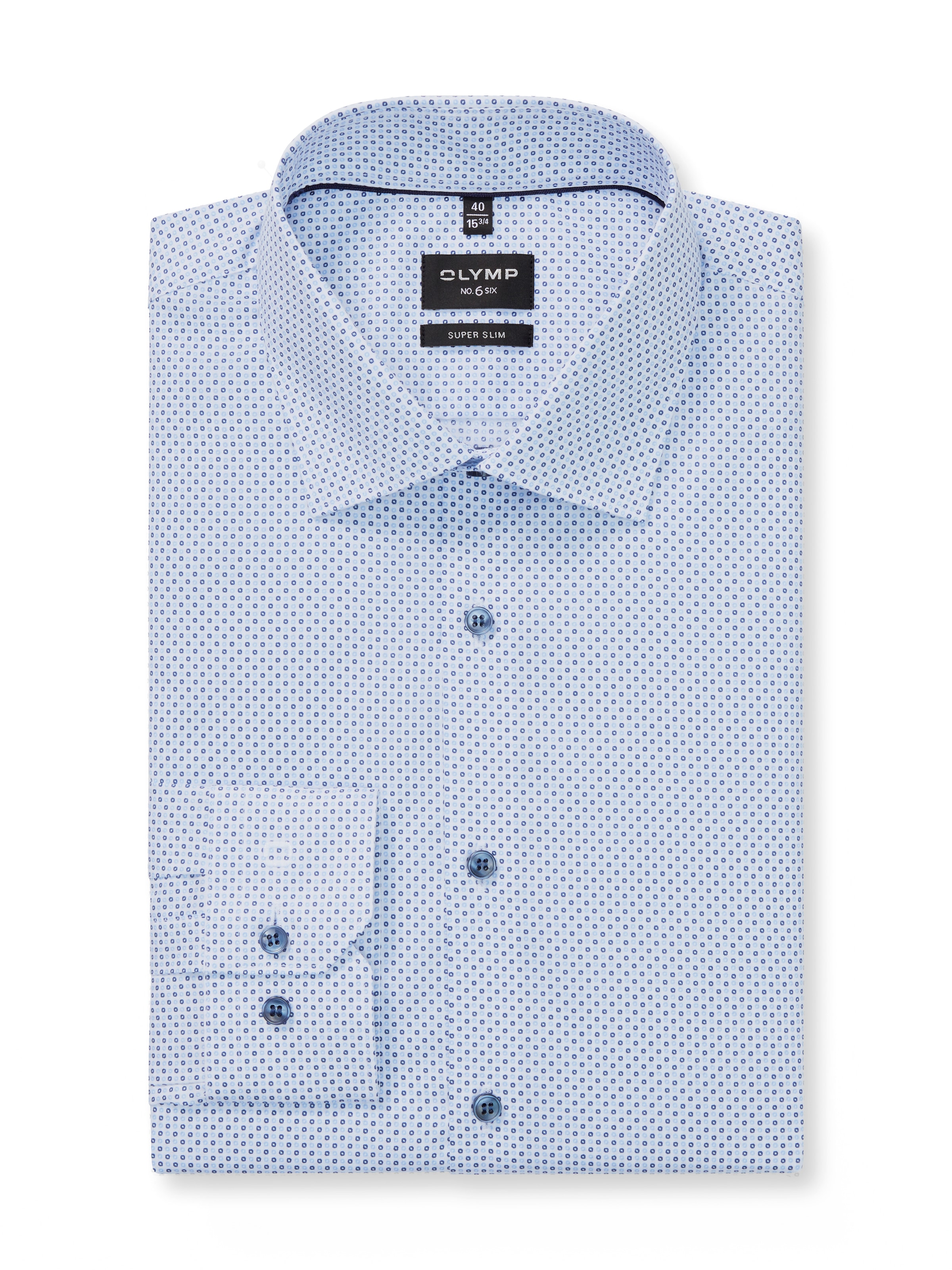 OLYMP Langarmhemd »No 6 six« super slim, New York Kentkragen, gemustert, Businesshemd