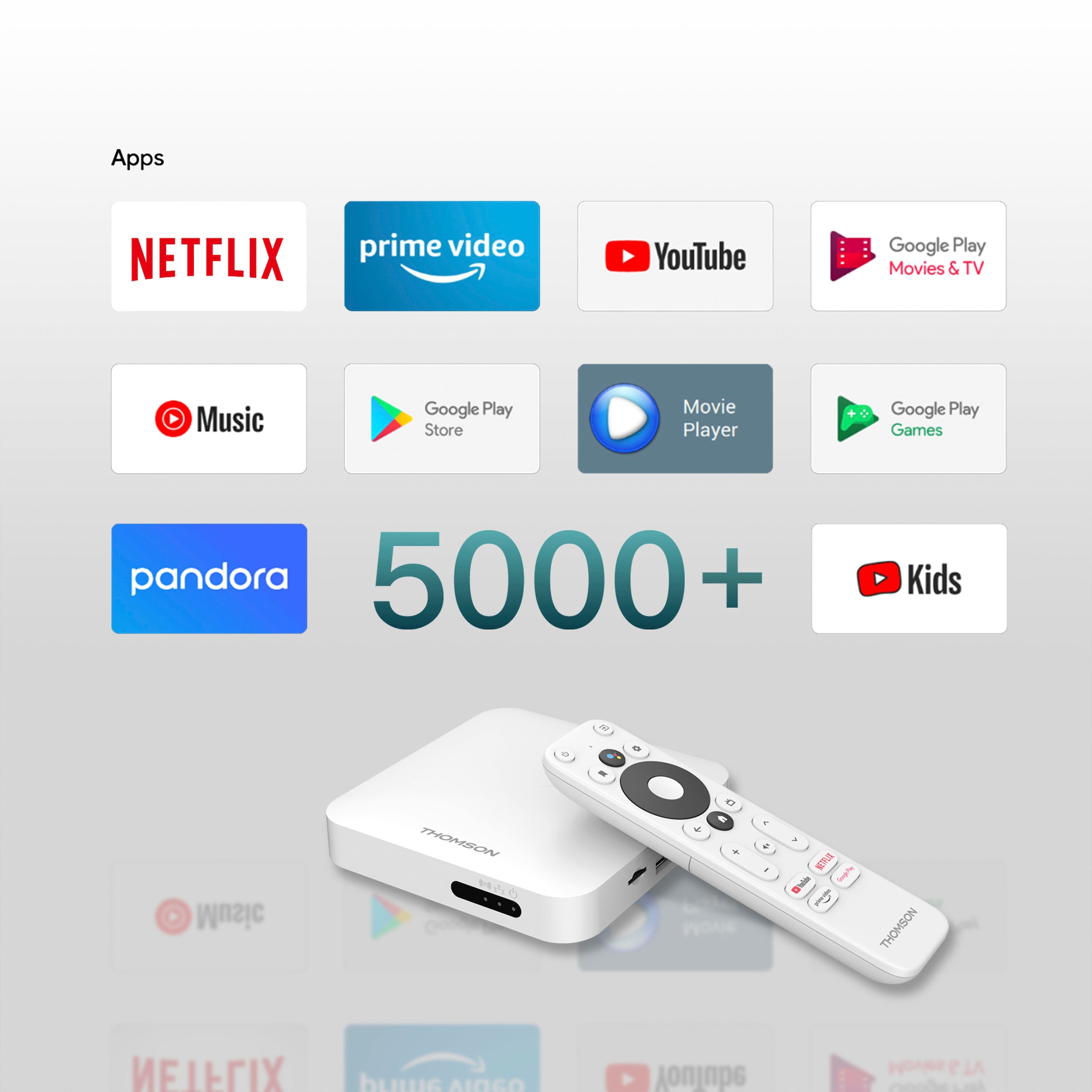 Thomson Streaming-Box »THA100+«, 4K Android TV Box, Netflix, Prime, Disney, Sky, Mit Zattoo Gutschein