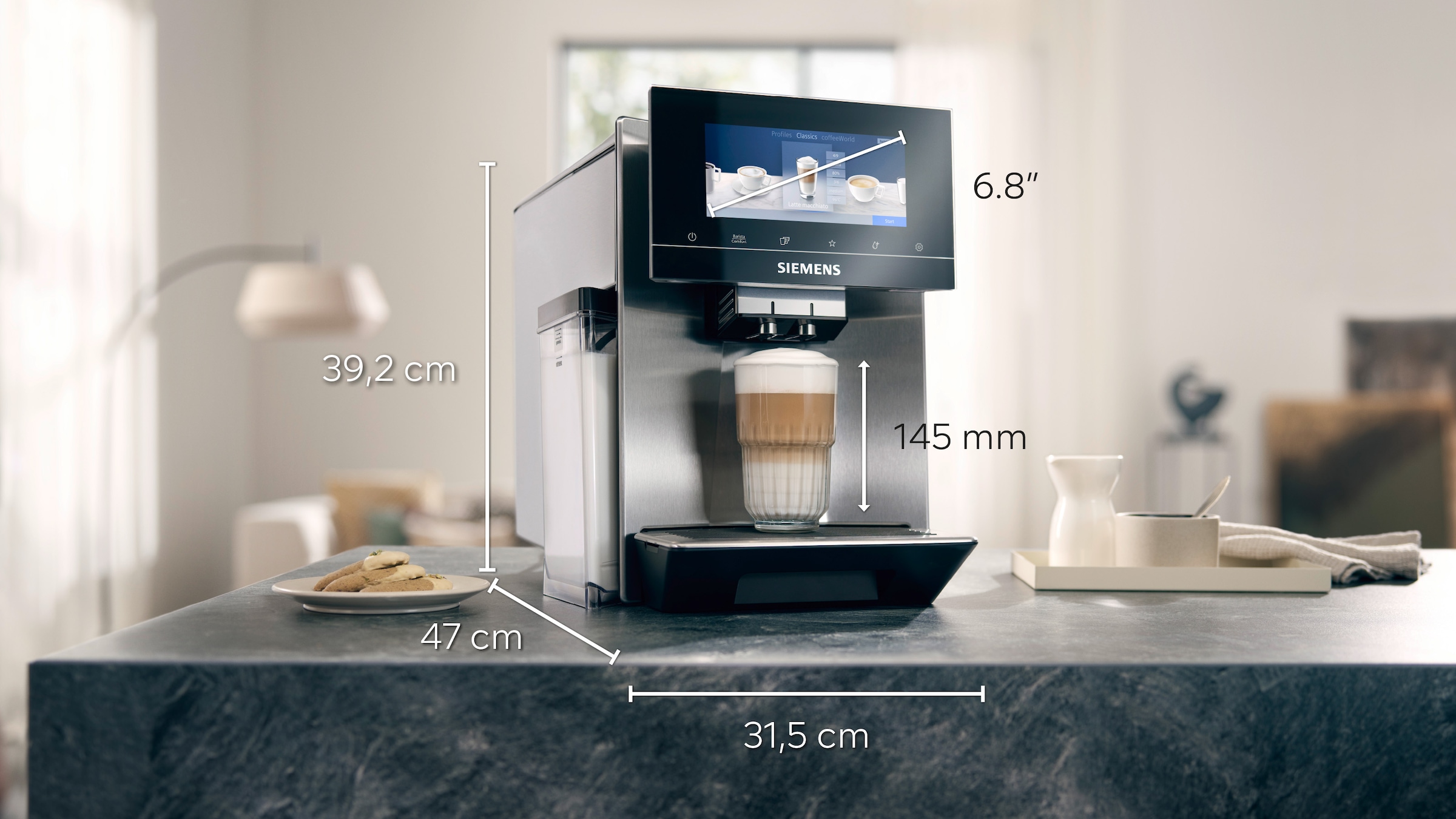 2. Bild von SIEMENS Kaffeevollautomat »EQ900 TQ905D03, intuitives 6,8" TFT-Display, Barista-Modus«, AromaBoost, App-Steuerung, Geräuschreduzierung,10 Profile, edelstahl