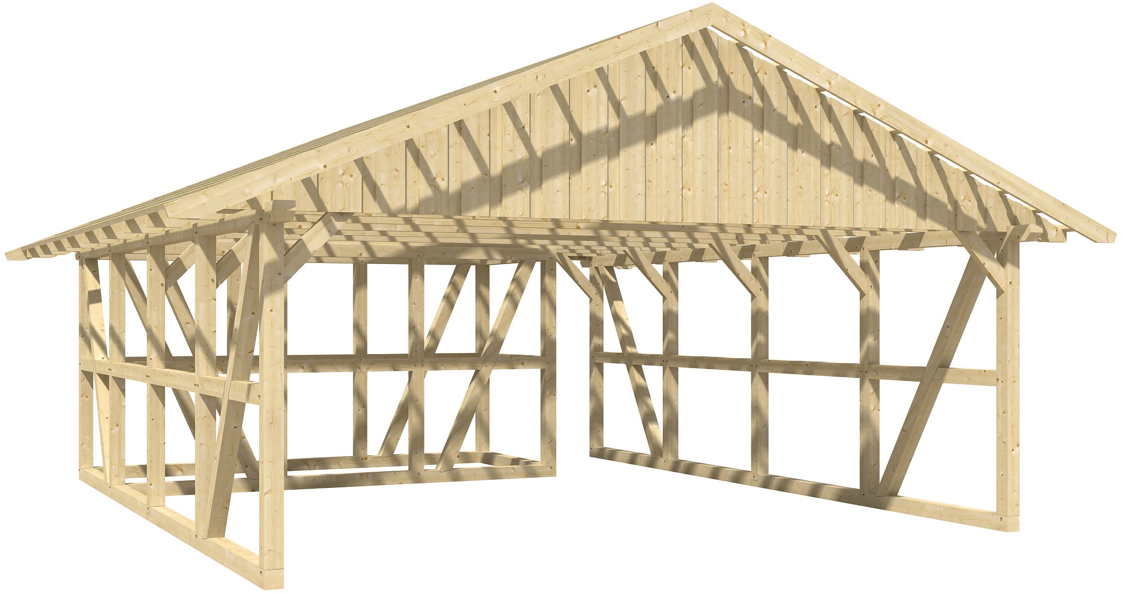 Skanholz Doppelcarport »Schwarzwald«, KVH-Fichte, 560 cm, Natur, mit Dachlattung