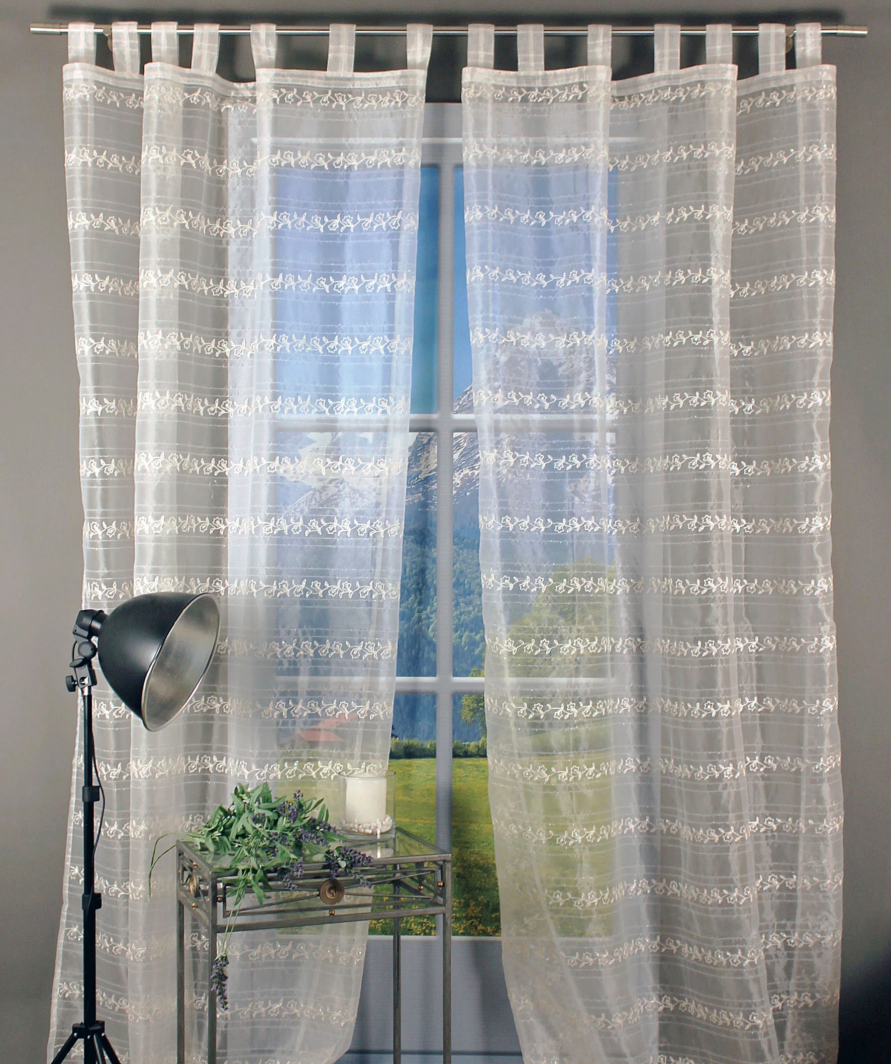HOSSNER - ART OF HOME DECO Gardine »Hallwylersee«, (1 St.), Schlaufenschal im besonderen Design