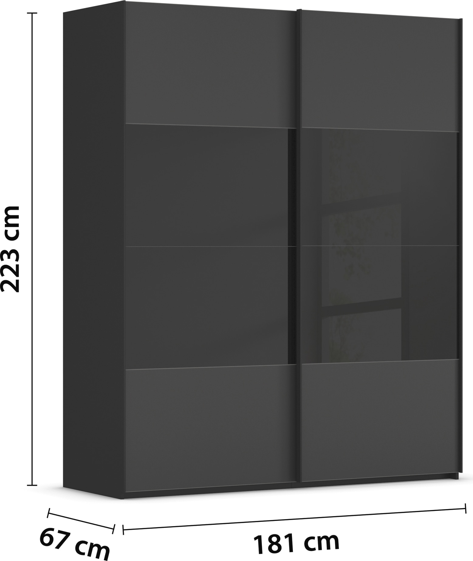 rauch Schwebetürenschrank »Kleiderschrank Schrank Garderobe Schlafzimmerschrank SCALE-FYRA«, edle Türen viergeteilt Glas matt/glänzend viele Farben MADE IN GERMANY