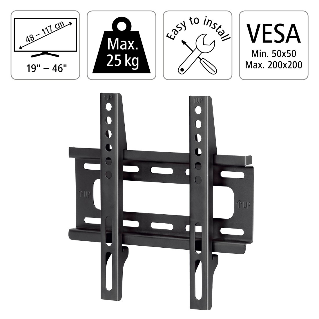 Hama TV-Wandhalterung »TV-Halterung bis 25kg, flach, starr, 48 - 117 cm (19" - 46"), 32", 43"«, bis 117 cm Zoll