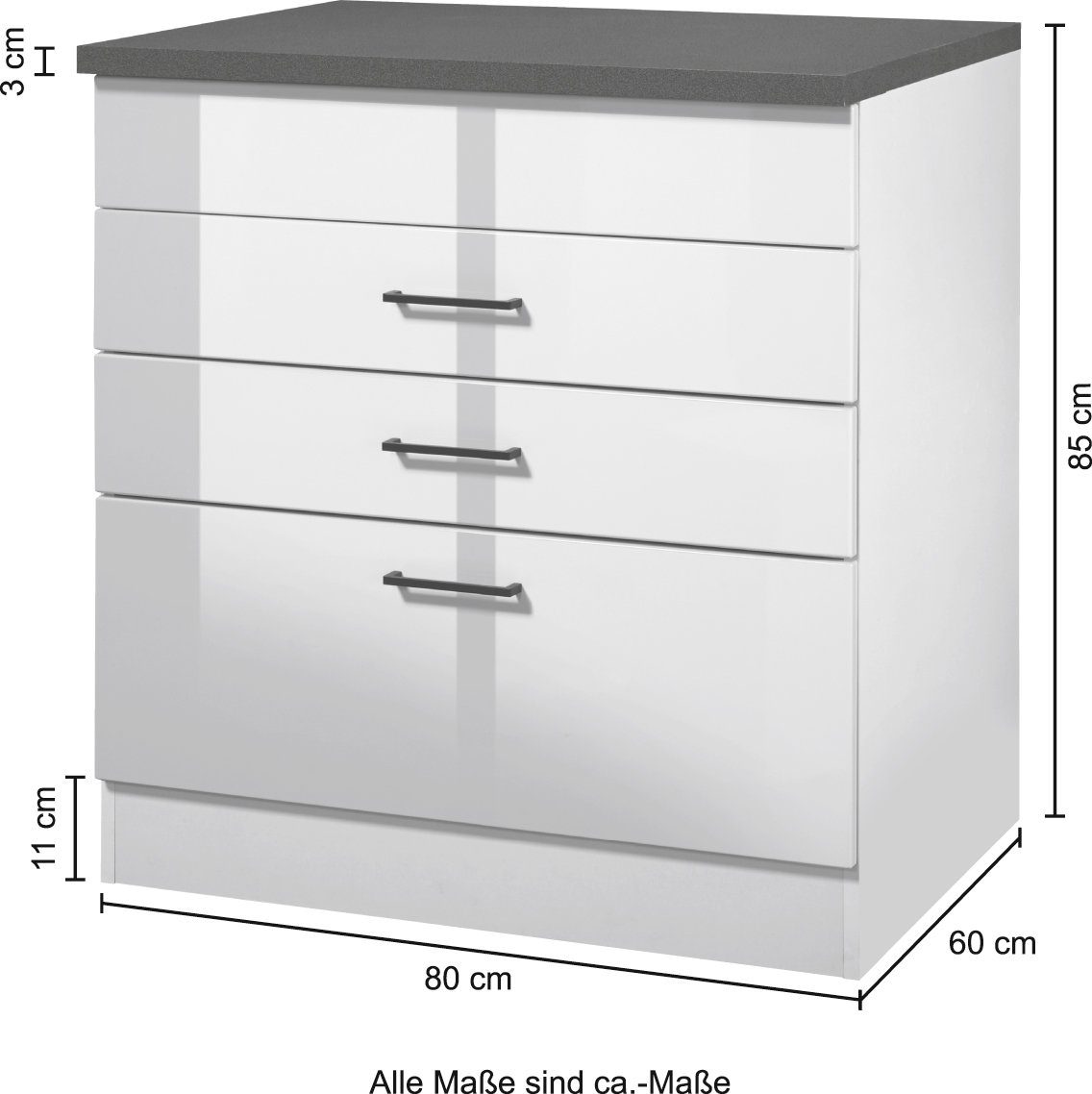 KOCHSTATION Kochfeldumbauschrank »KS-Trier«, Breite 80 cm