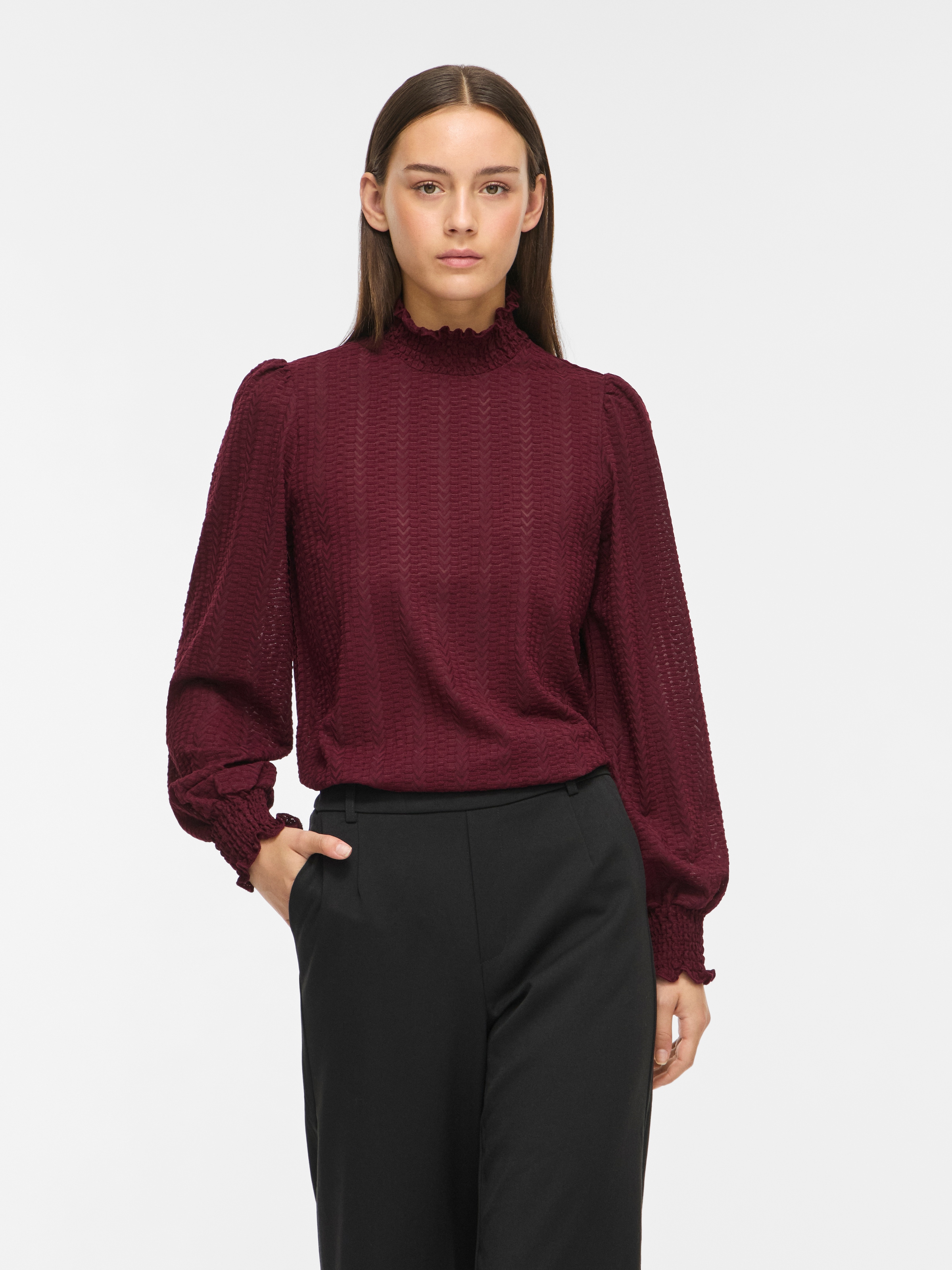Vila Stehkragenshirt »VILYRI L/S SMOCK TOP - NOOS« Materialmix
