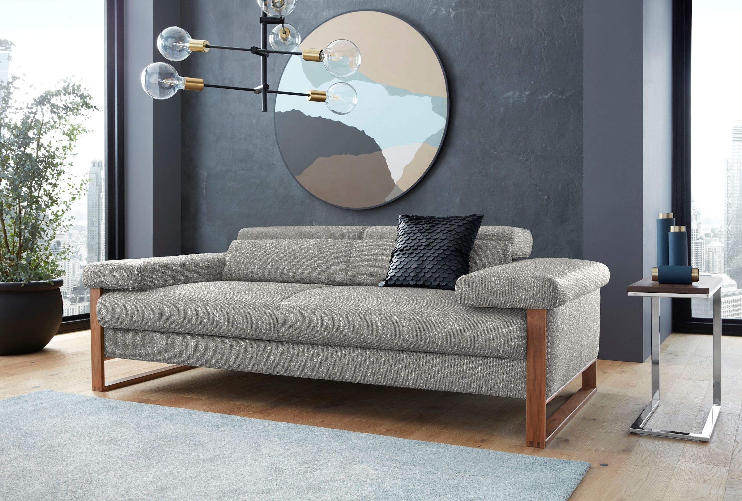 W.SCHILLIG 2-Sitzer »finn«, German Design Award 2016, Fußgestell Nussbaum natur, Breite 210 cm