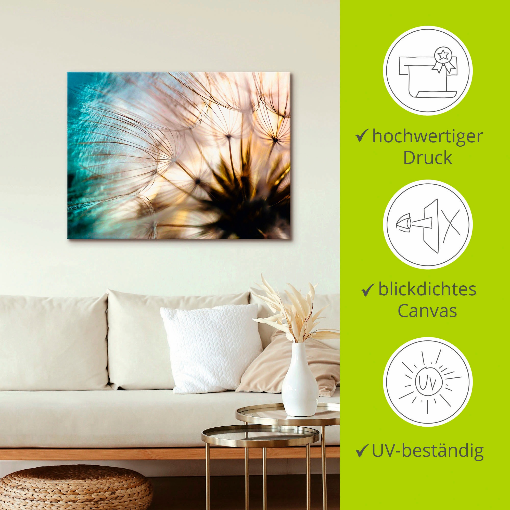 Artland Wandbild »Pusteblume Makro abstrakt«, Blumen, (1 St.), als Alubild, Outdoorbild, Leinwandbild, Poster, Wandaufkleber