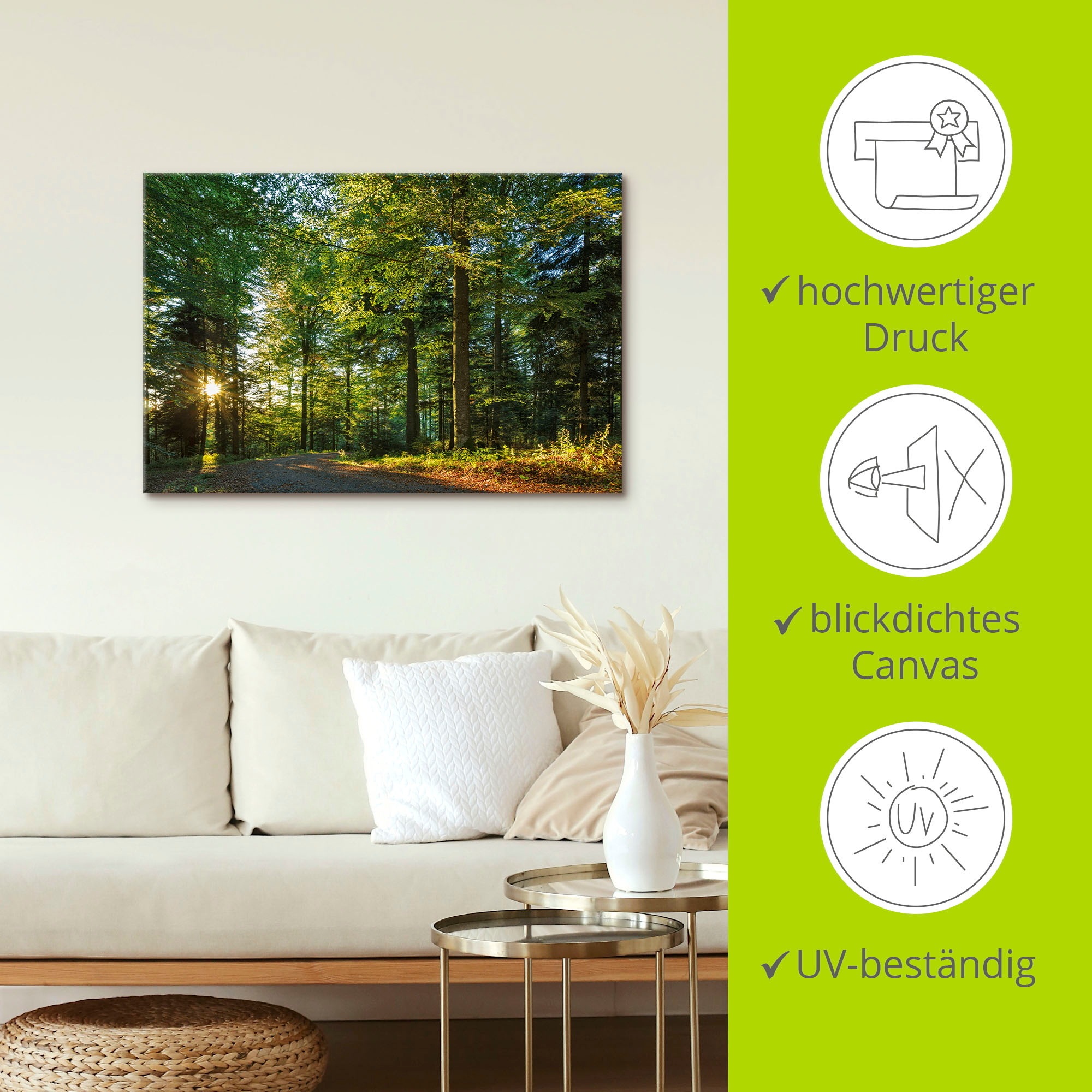 Artland Wandbild »Waldweg im Romantischen Schwarzwald«, Waldbilder, (1 St.), als Alubild, Outdoorbild, Leinwandbild, Wandaufkleber, versch. Größen