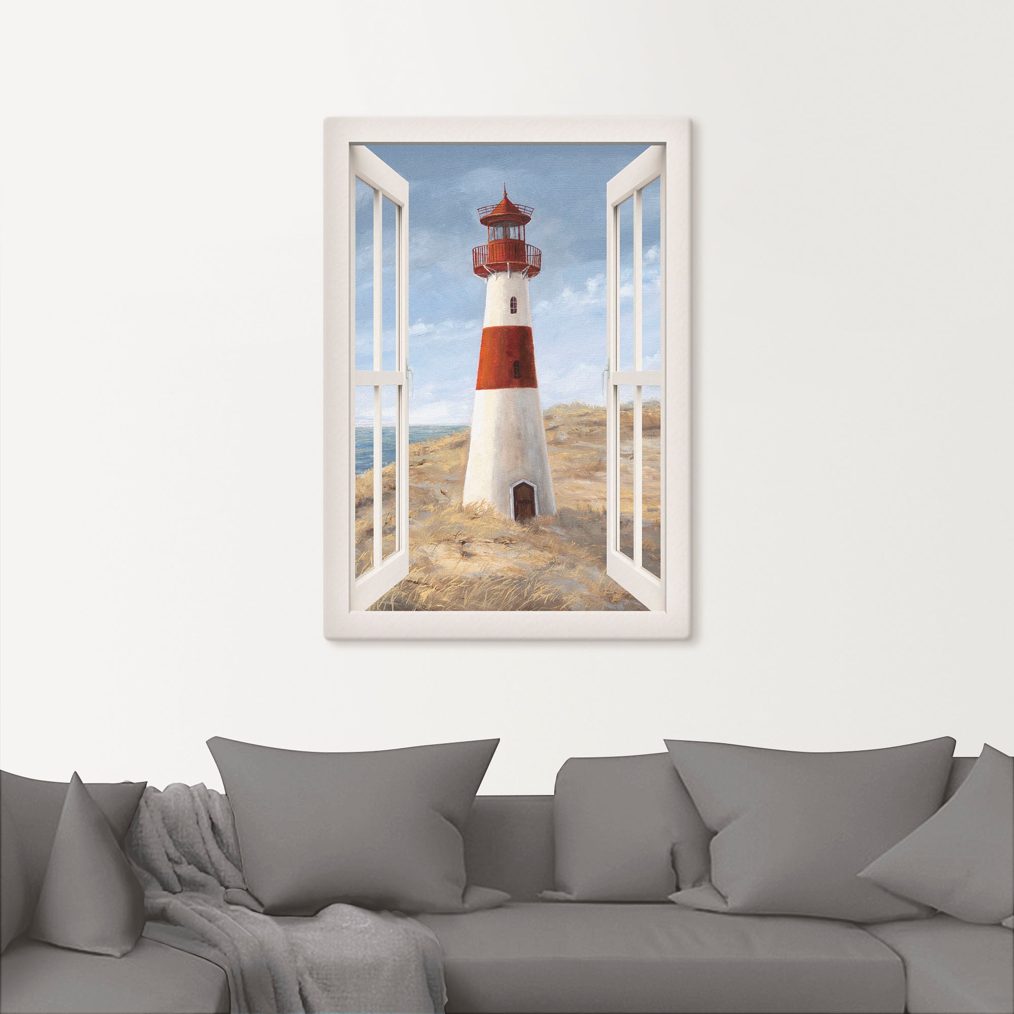 Artland Wandbild »Leuchtturm I Fensterblick« Gebäude 1 Stk. tlg. als Alubil günstig online kaufen