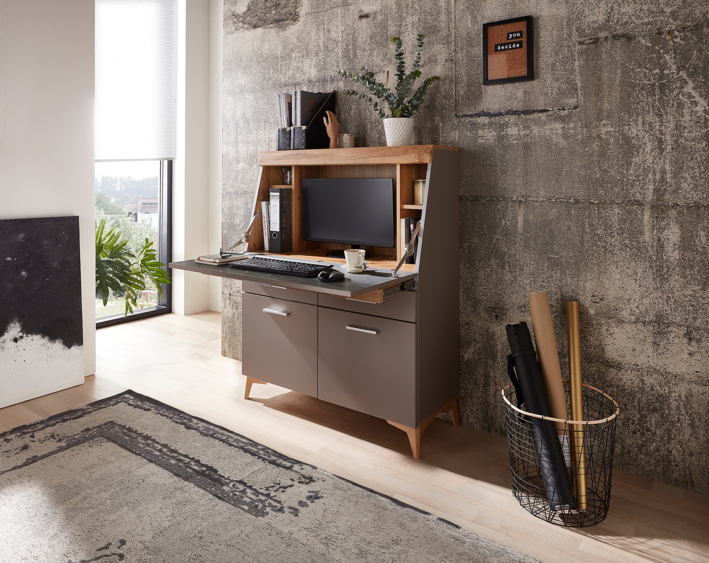 Innostyle Sekretär »SECRET«, Stauraumschrank, mit Monitor-/Laptopfach, Soft-Close, Breite 98 cm