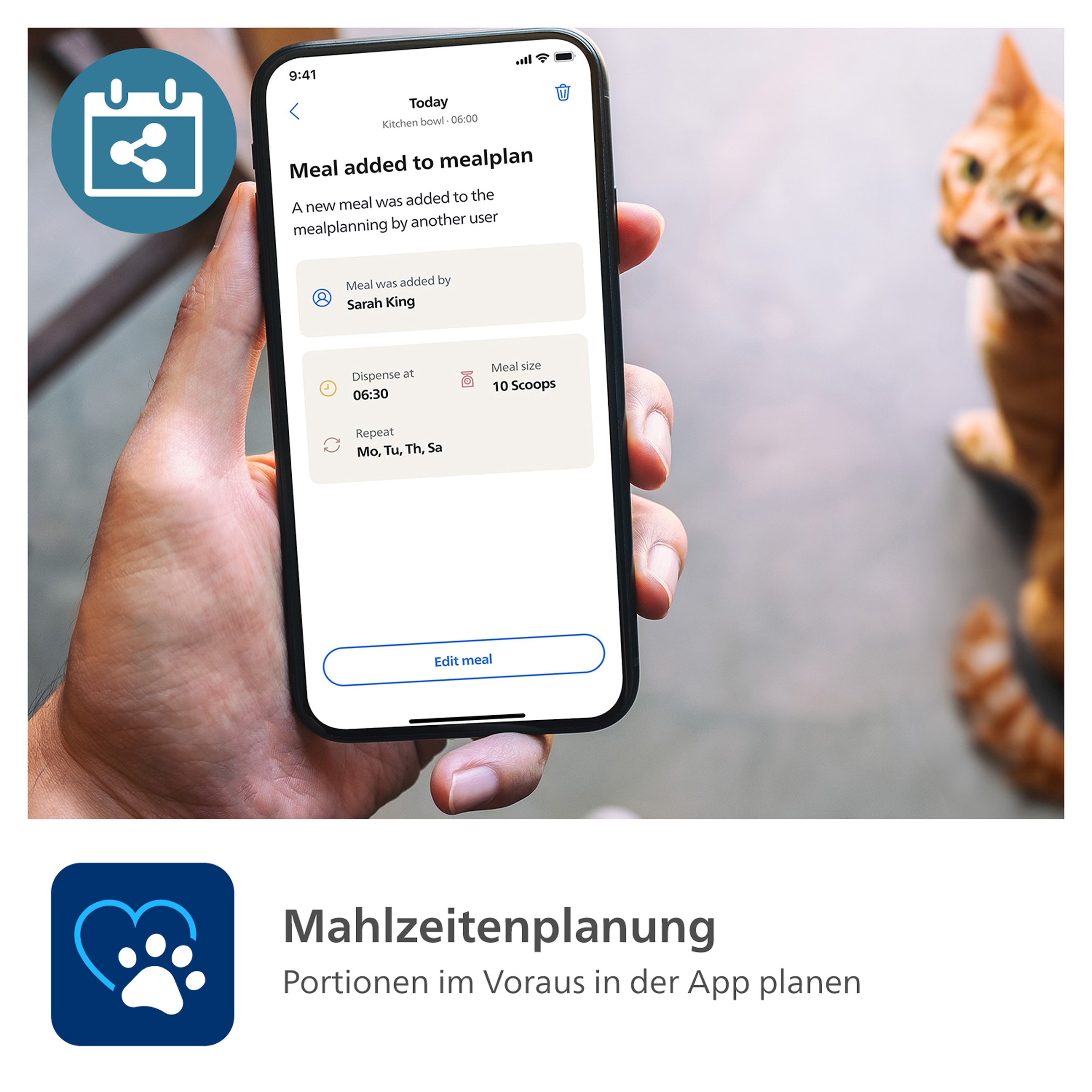 Philips Futterautomat »PAW5320/02 Pet Series, mit Kamera, 4,5l, für Katzen und kleine Hunde«, Nachfüll-Benachrichtigung, Anti-Verstopf-Technologie u. App-Anbindung