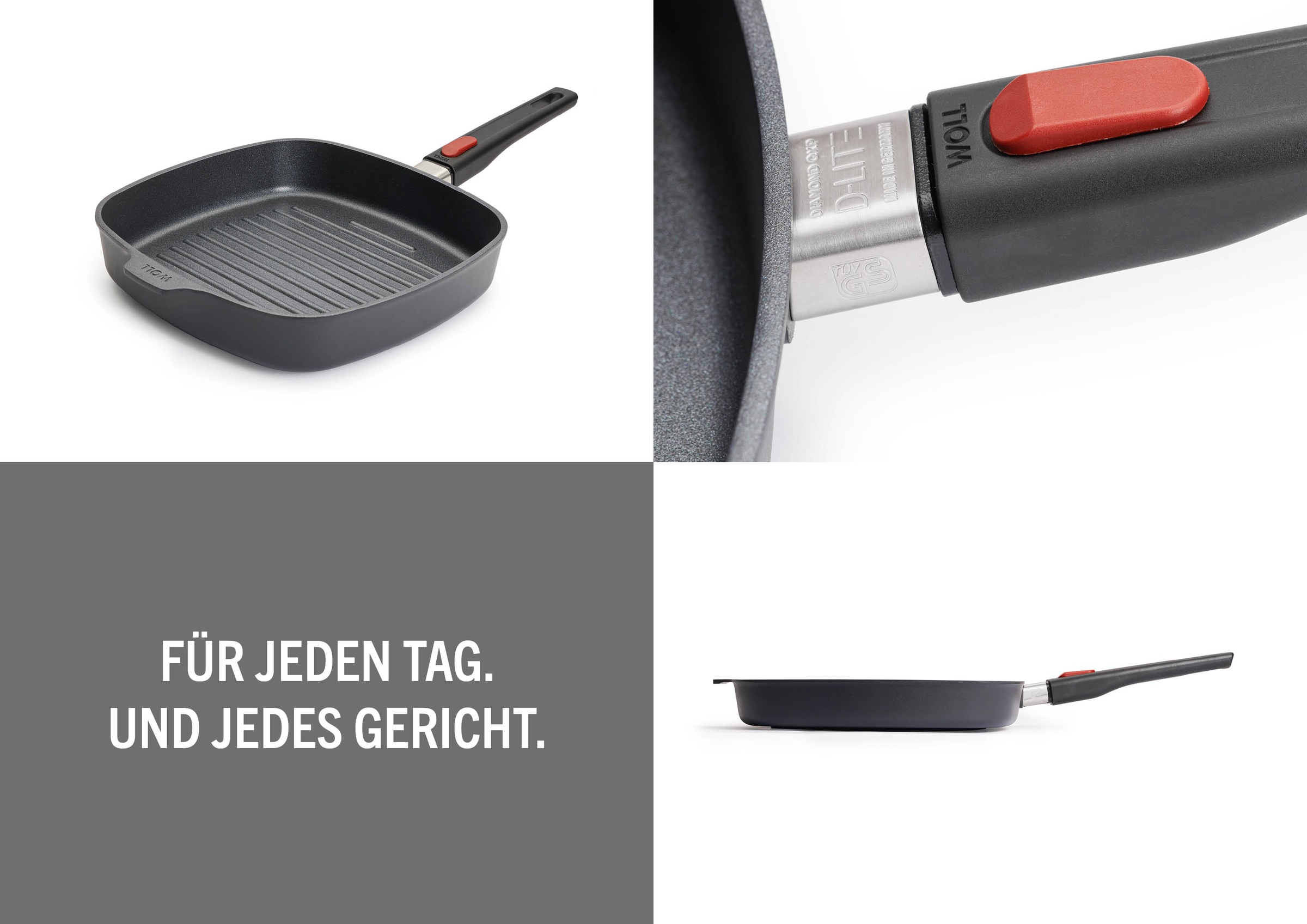 WOLL Grillpfanne »D-Lite Grillpfanne, 28 x 28 x 4 cm, Antihaft, Induktion« Aluminiumguss 1 tlg. Induktionsgeeignet, Ofenfest o. Stiel, Spülmaschinengeeignet