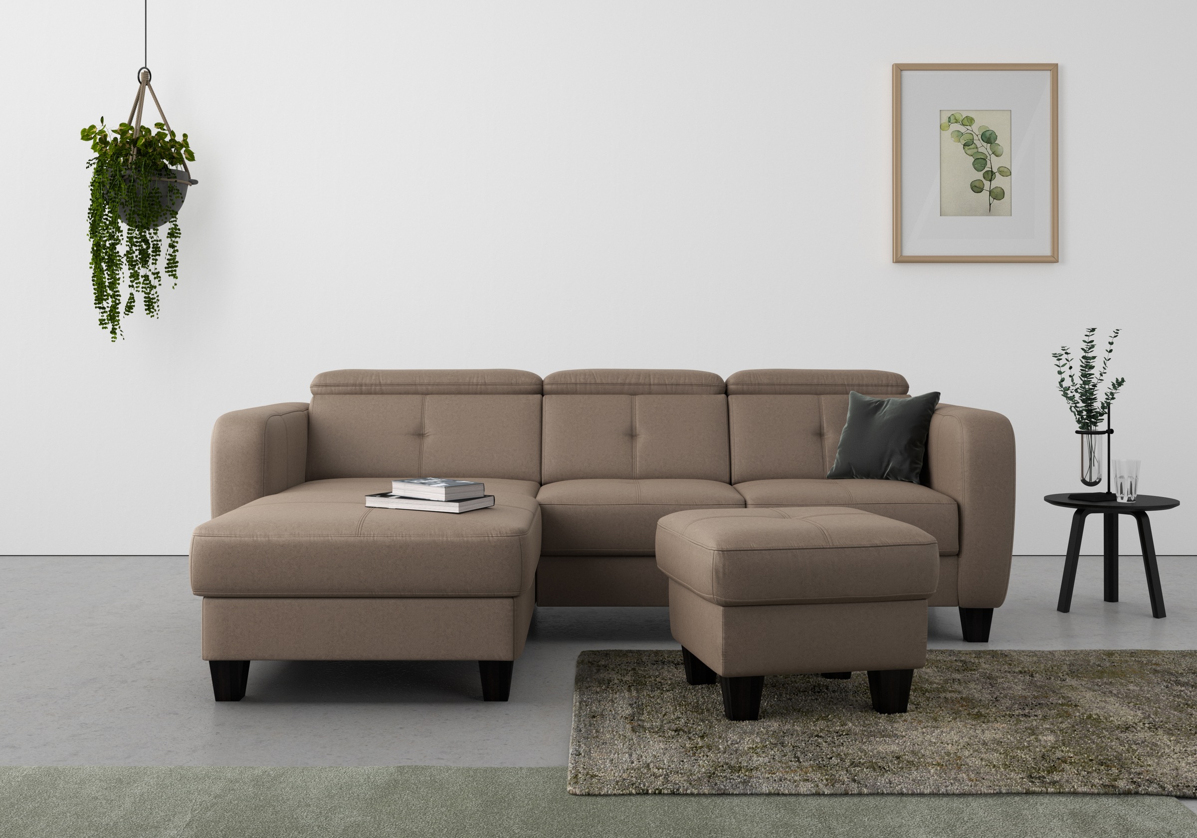sit&more Ecksofa »Belluci L-Form«, inklusive Federkern, wahlweise mit Bettfunktion und Bettkasten