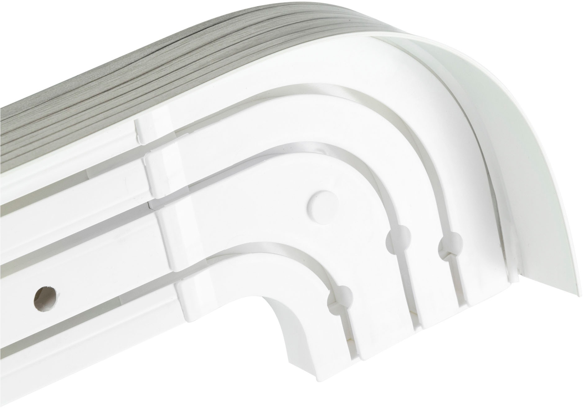SN DECO GROUP Vorhangschiene »SH3«, 3 läufig-läufig, Fixmaß, Set 3-läufig,inkl. Rundbögen, Blende 5 cm, vorgebohrt, Innenlauf