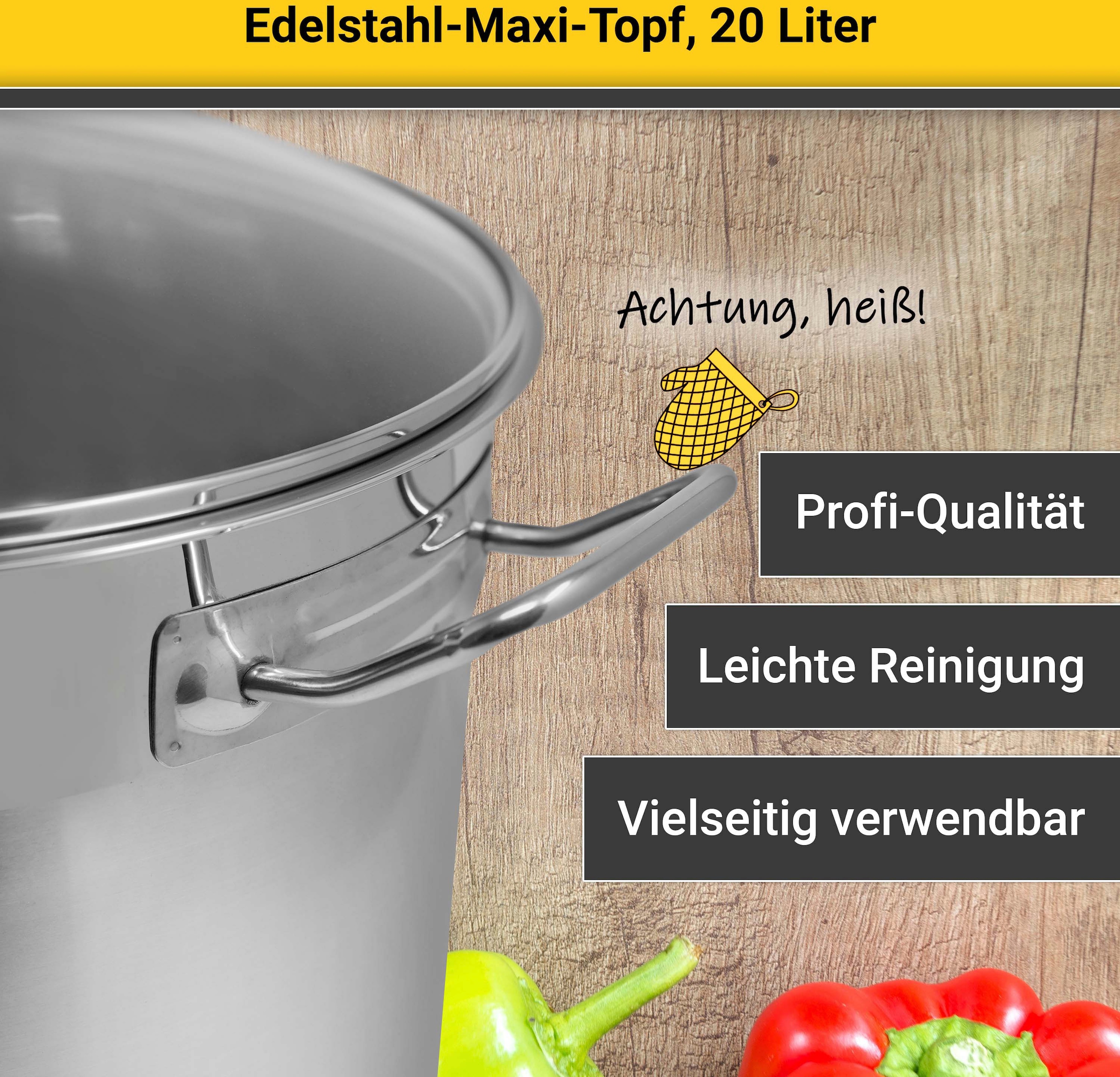 Krüger Kochtopf, Edelstahl, (1 tlg.), für Induktions-Kochfelder geeignet