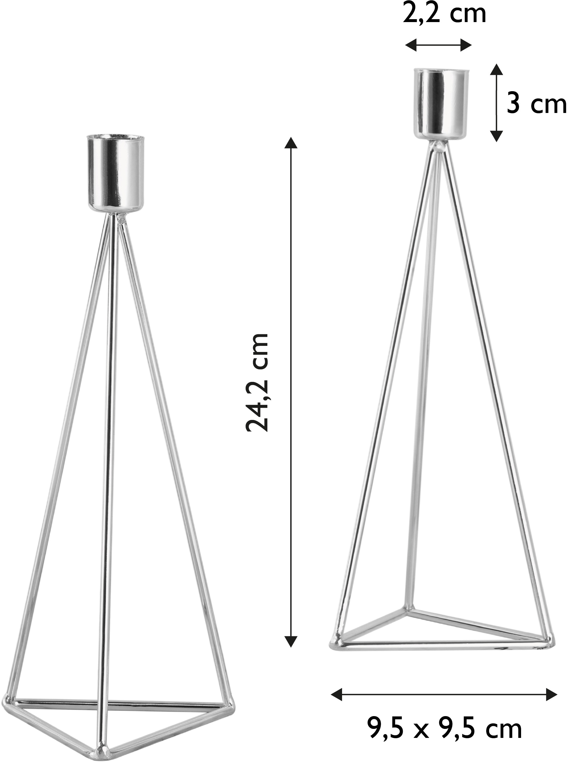 ECHTWERK Tischkerzenhalter »Modern Big, Weihnachtsdeko«, (Set, 2 St.), moderner Kerzenhalter aus Eisen, Kerzenständer, Höhe ca. 24,2 cm