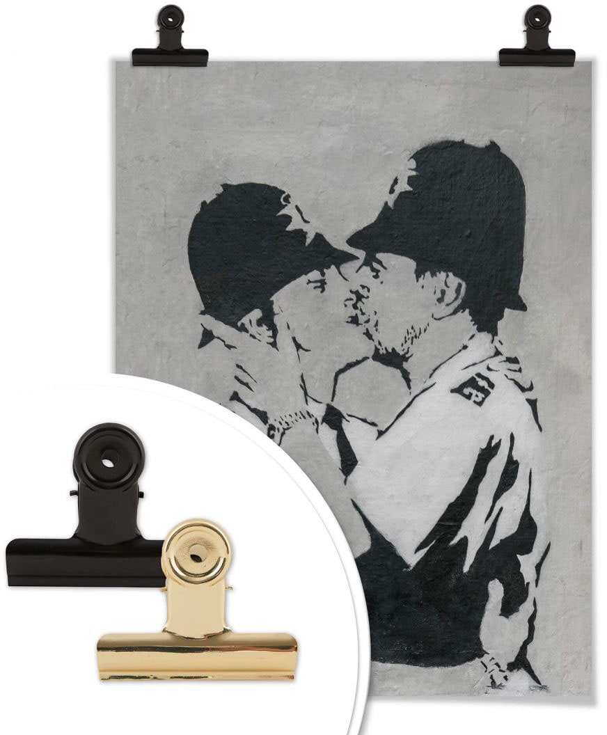 Wall-Art Poster »Graffiti Bilder Kissing Policemen«, Wandposter St.), Wandbild, kaufen auf Menschen, Rechnung Poster, Bild, (1