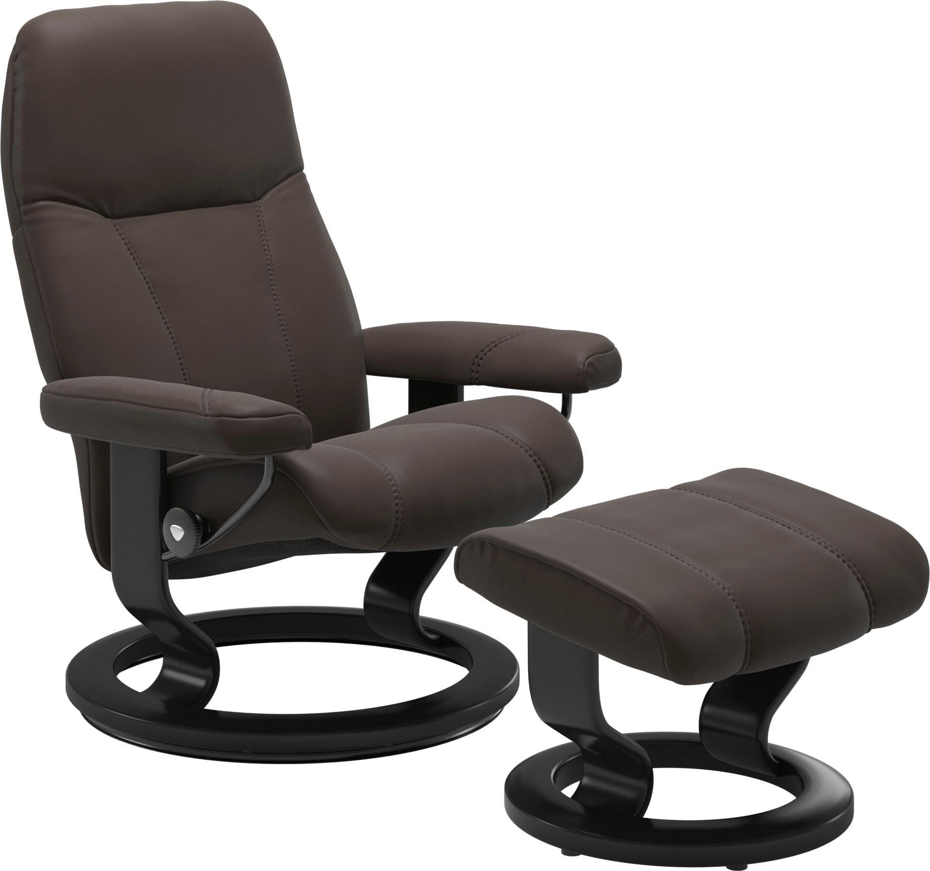 Stressless® Relaxsessel »Consul«, (Set, Relaxsessel mit Hocker), mit Hocker, mit Classic Base, Größe L, Gestell Schwarz