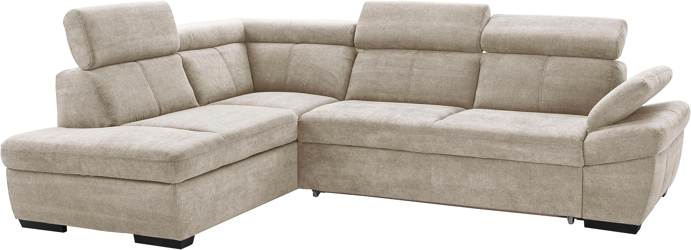 exxpo - sofa fashion Ecksofa »Salerno, klassisch modernes Funktionssofa, hoher Sitzkomfort, L-Form«, inkl. Kopf- und Armteilverstellung, wahlweise mit Bettfunktion