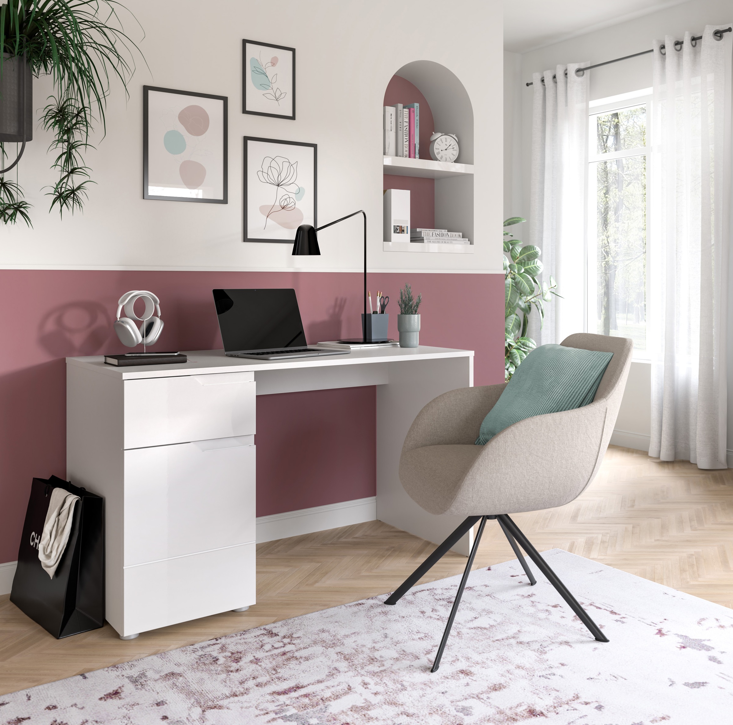 INOSIGN Schreibtisch »CAPRI, 1 Schubkasten & 1Tür inkl. eingefasster Griffm günstig online kaufen