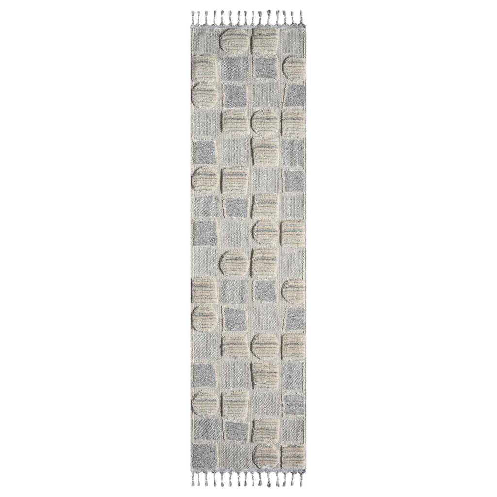 Carpet City Hochflor-Teppich »VALENCIA 950«, rechteckig, 20 mm Höhe, Läufer, Boho-Stil, Hochtief-Muster/ 3D-Effekt, mit Fransen