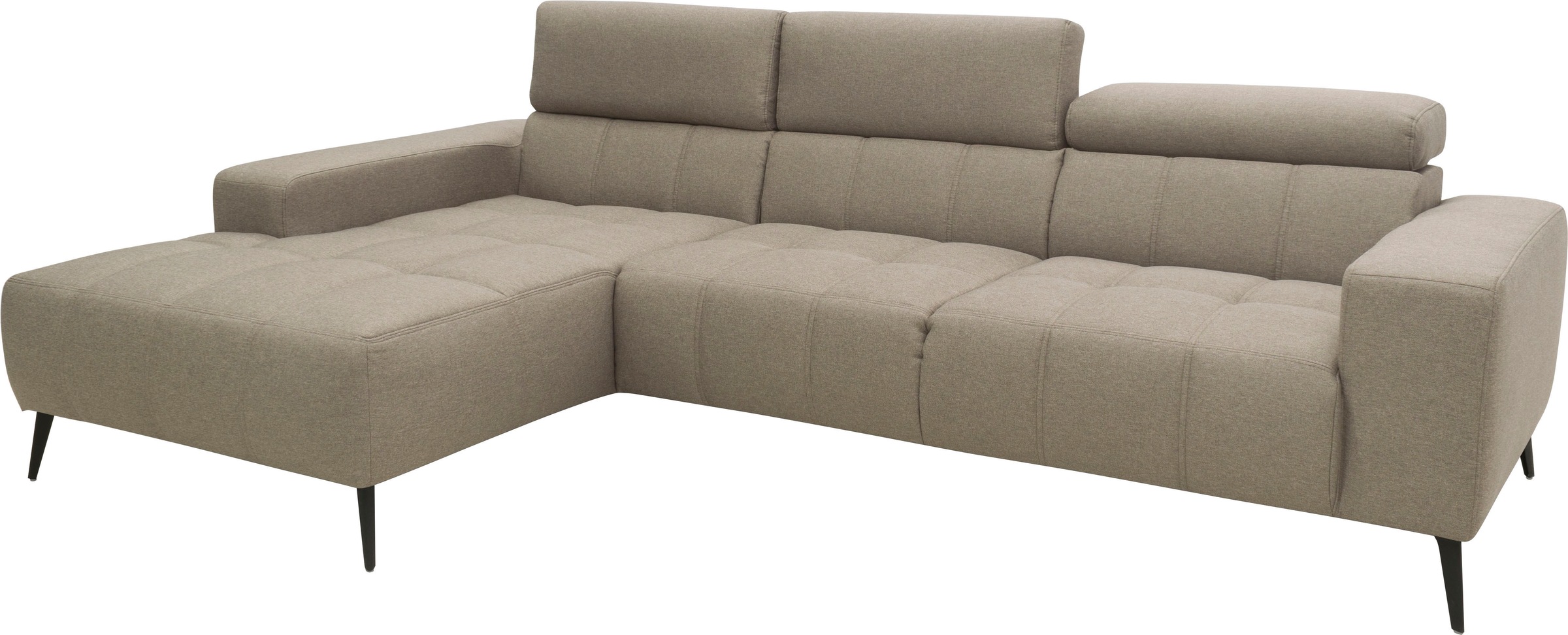 DOMO collection Ecksofa »Trento L-Form, mit Kufenfuß oder Einzelfuß«, wahlweise mit Kopfteilverstellung, Recamiere links/rechts bestellbar