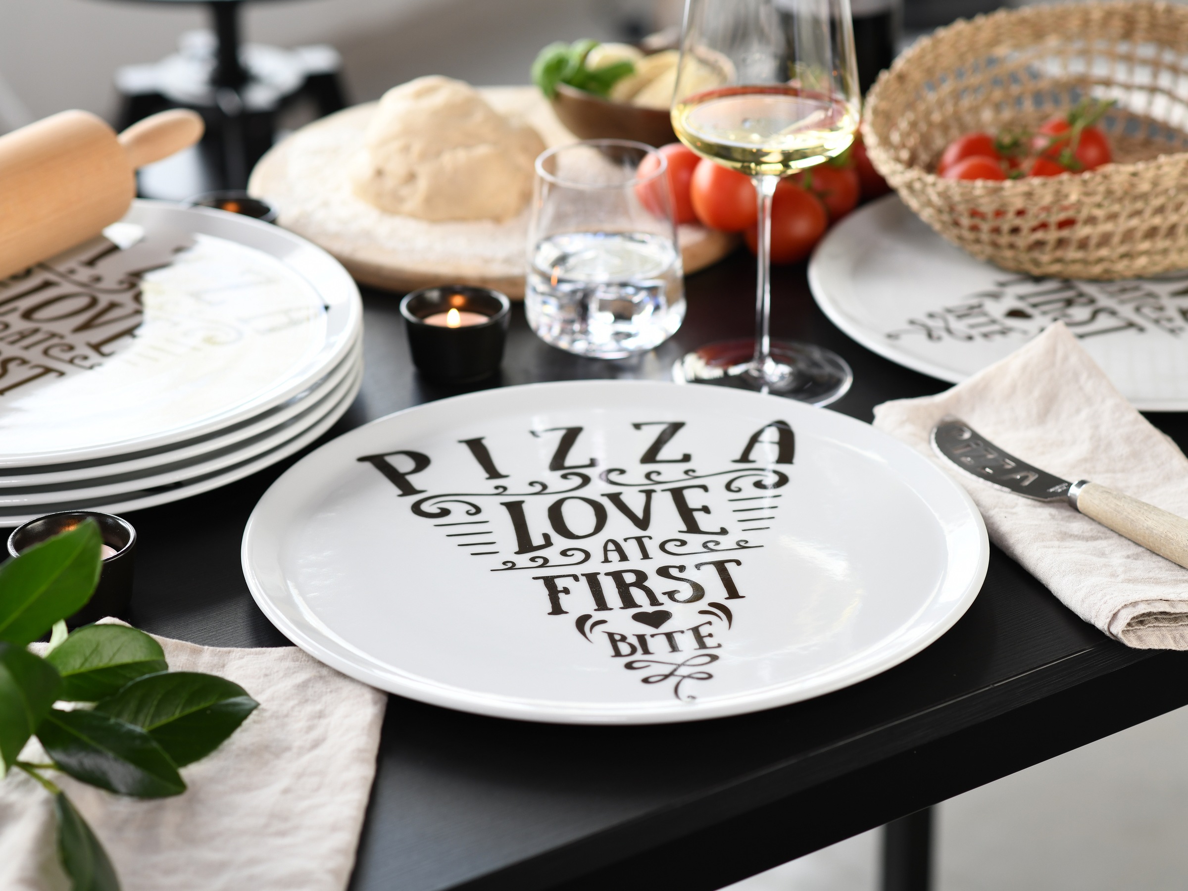 CreaTable Pizzateller »Europa In Love, Pizzateller 33 cm 6-tlg«, (Set, 6 St.), Europäische Qualität