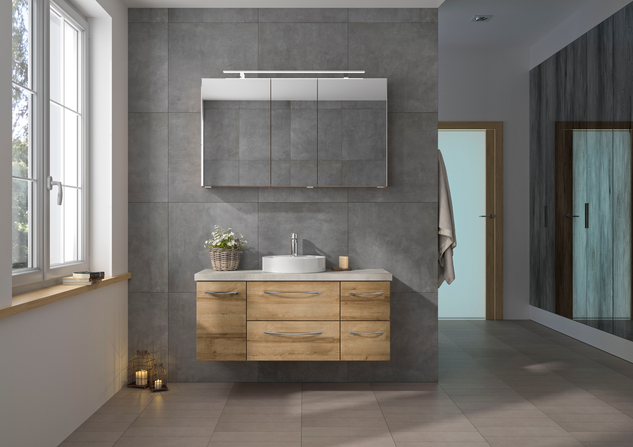 Saphir Badmöbel-Set »Serie 4035 2-teilig, Keramik-Aufsatzbecken mit LED-Spi günstig online kaufen