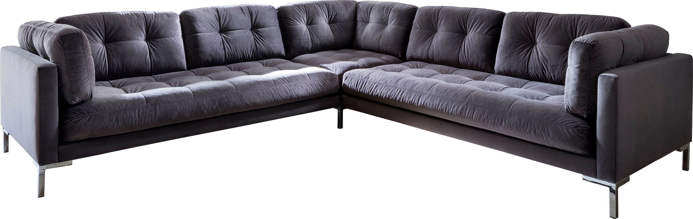 Trends by HG Wohnlandschaft »Landau U-Form«, in Cord-Stoff mit Metallfuß