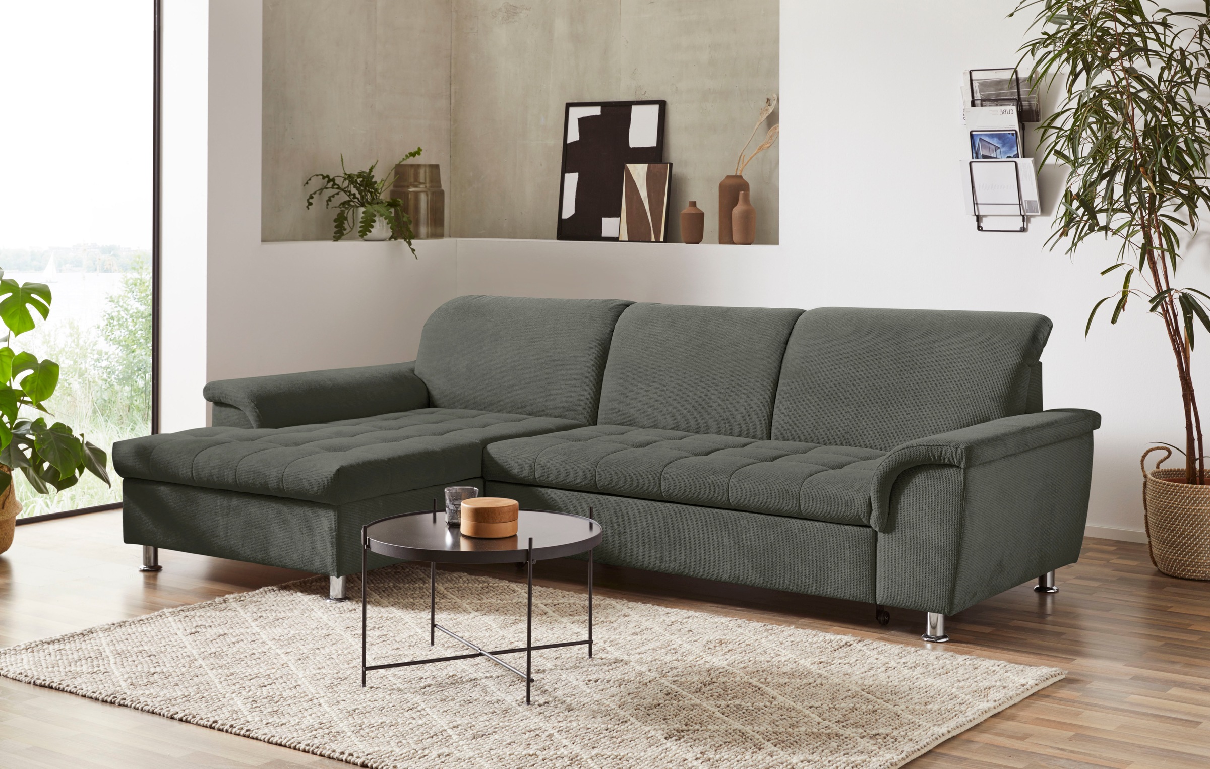 DOMO collection Ecksofa »Franzi, zeitlos und elegant, moderne Sitzheftung, günstig online kaufen