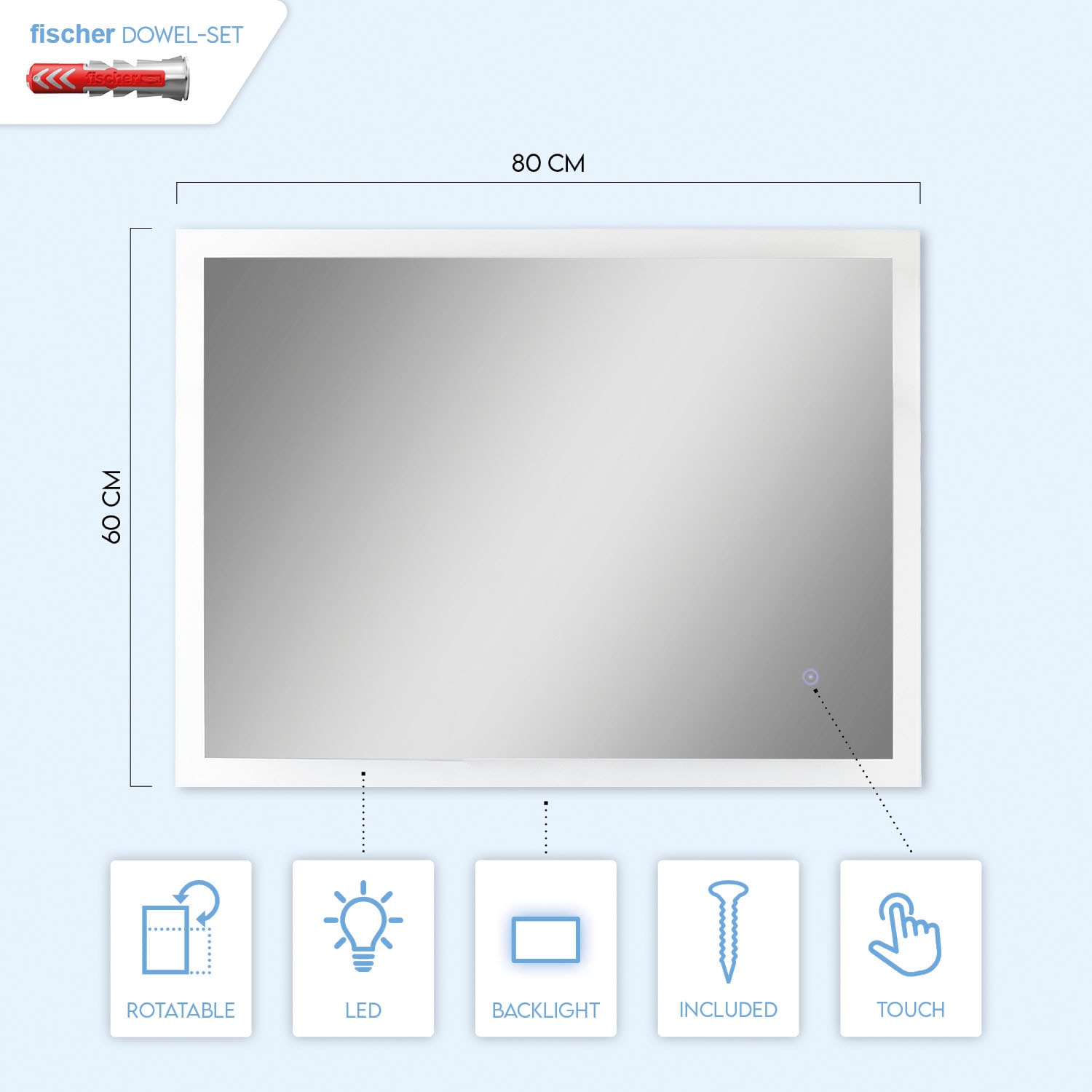 Paco Home Wandleuchte »BECKY«, Beleuchteter Touch-Schalter K bestellen LED Spiegel online 4000 Wandspiegel