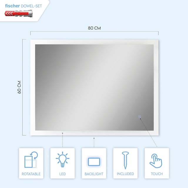 Paco Home Wandleuchte »BECKY«, Beleuchteter Spiegel LED Touch-Schalter  Wandspiegel 4000 K online bestellen