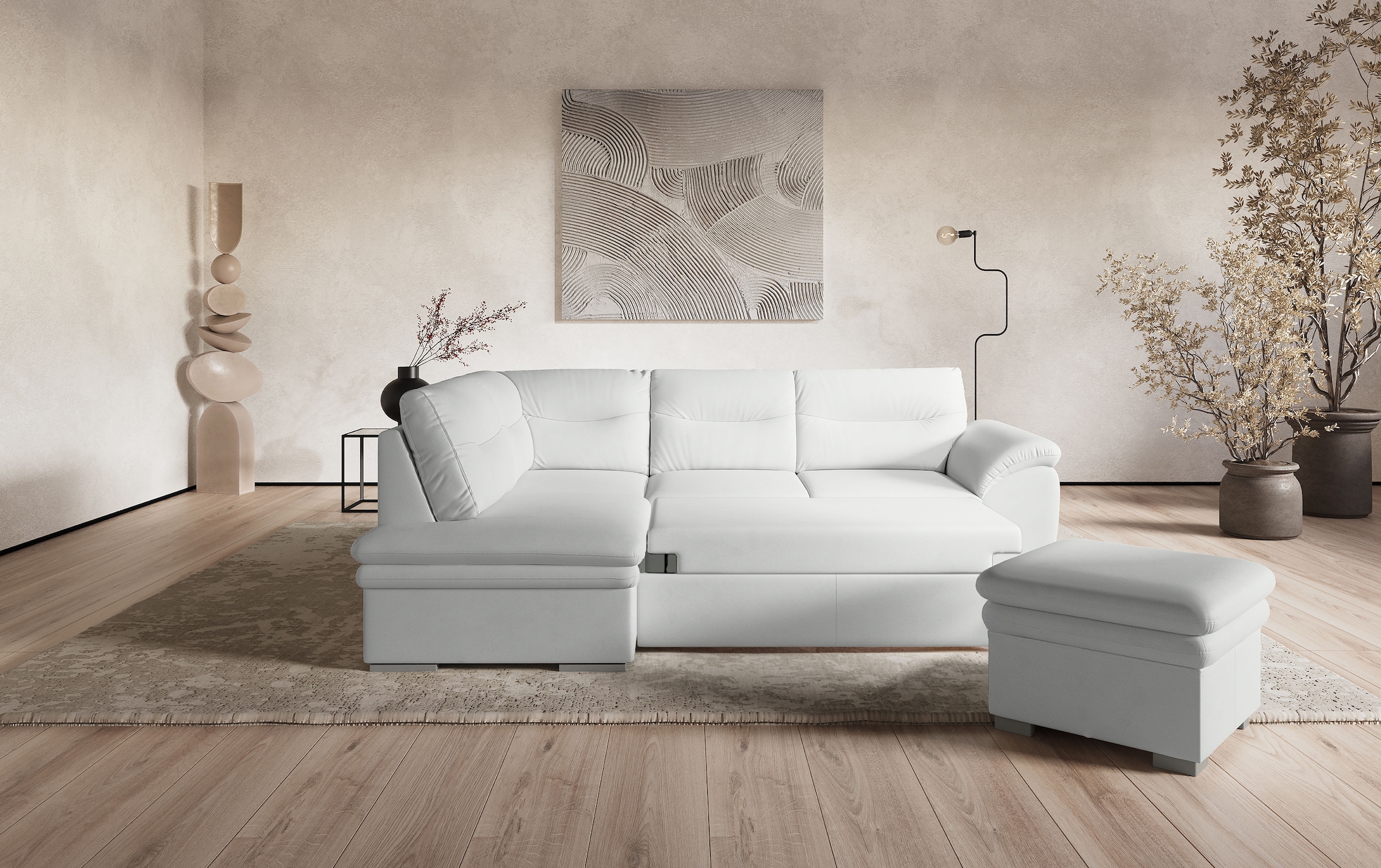 COTTA Ecksofa »Leandra L-Form«, wahlweise mit Bettfunktion & Bettkasten